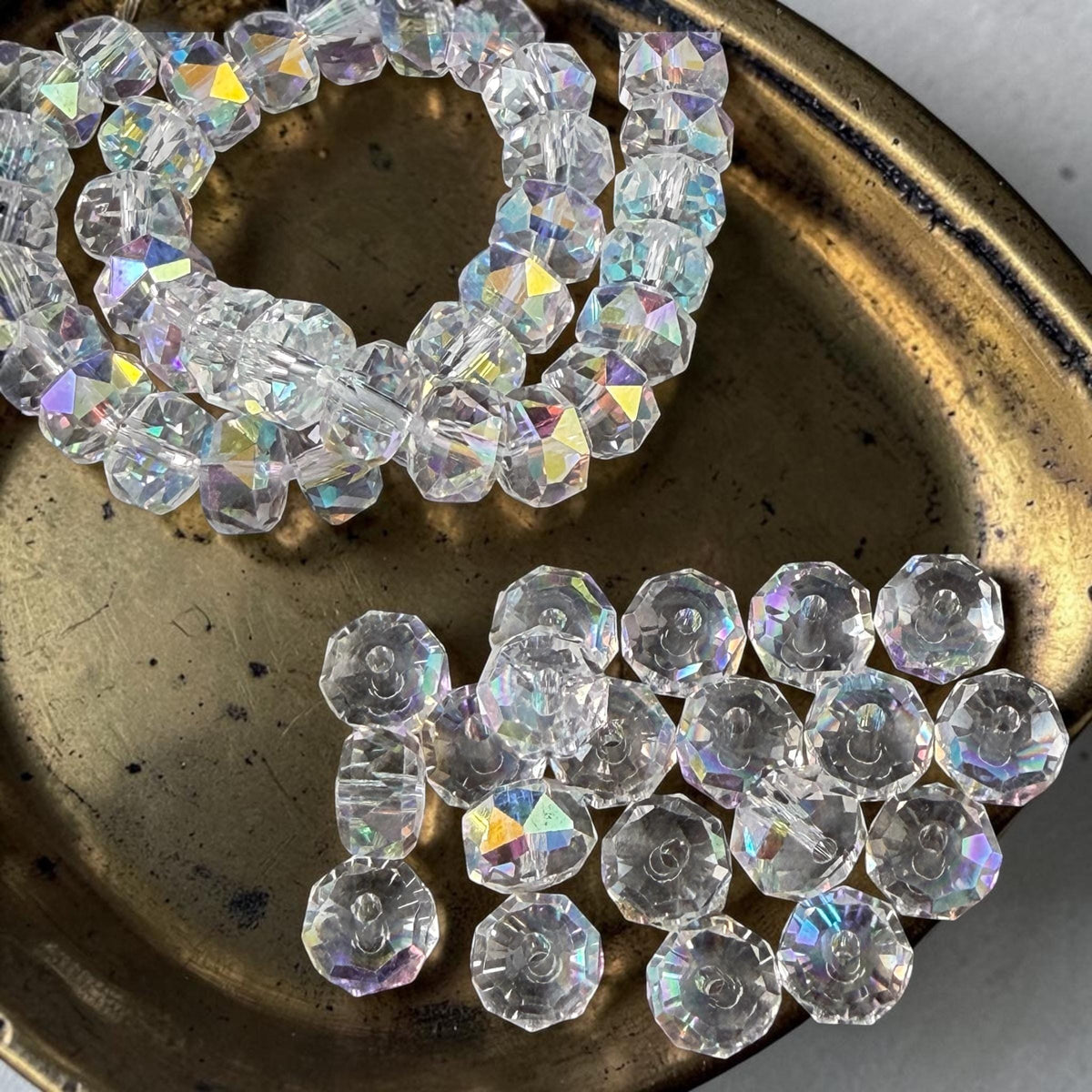 8x5.25mm Faceted Rondelle - Transparent with AB (8x5RON-ClearAB) * 30 Beads