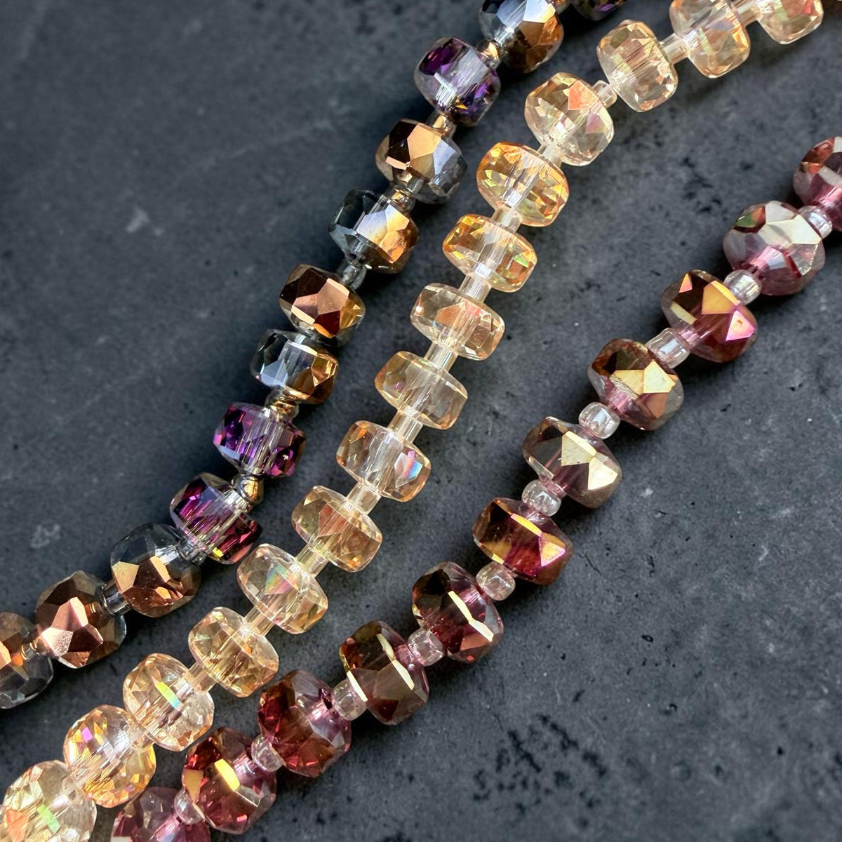 8x5.25mm Faceted Rondelle - Tri-Color Iridescent (8x5RON-Tricolor) * 40 Beads