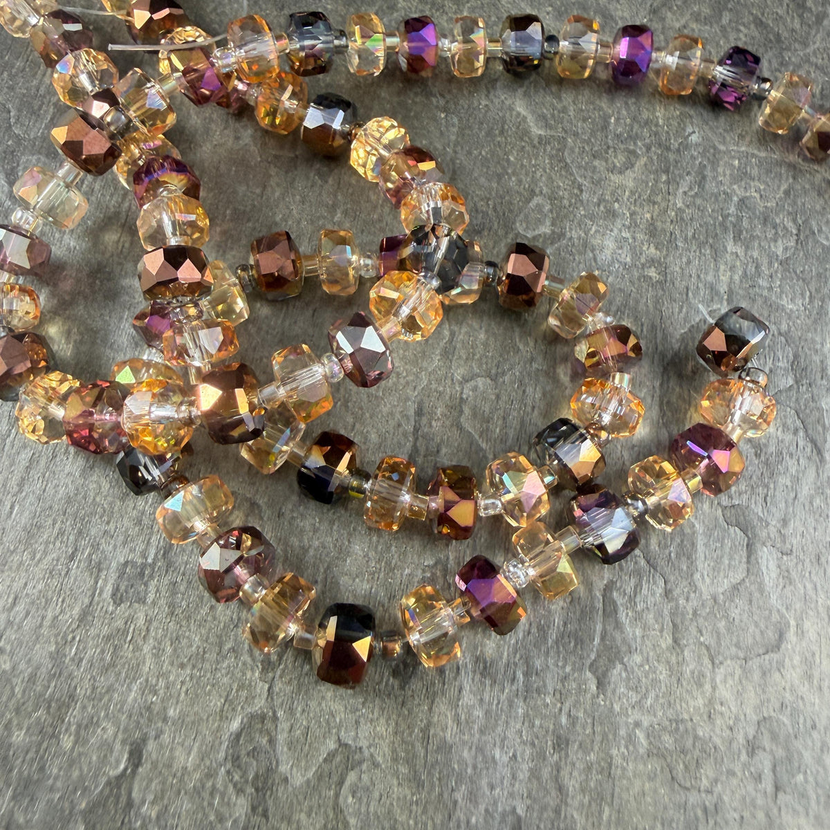 8x5.25mm Faceted Rondelle - Tri-Color Iridescent (8x5RON-Tricolor) * 40 Beads
