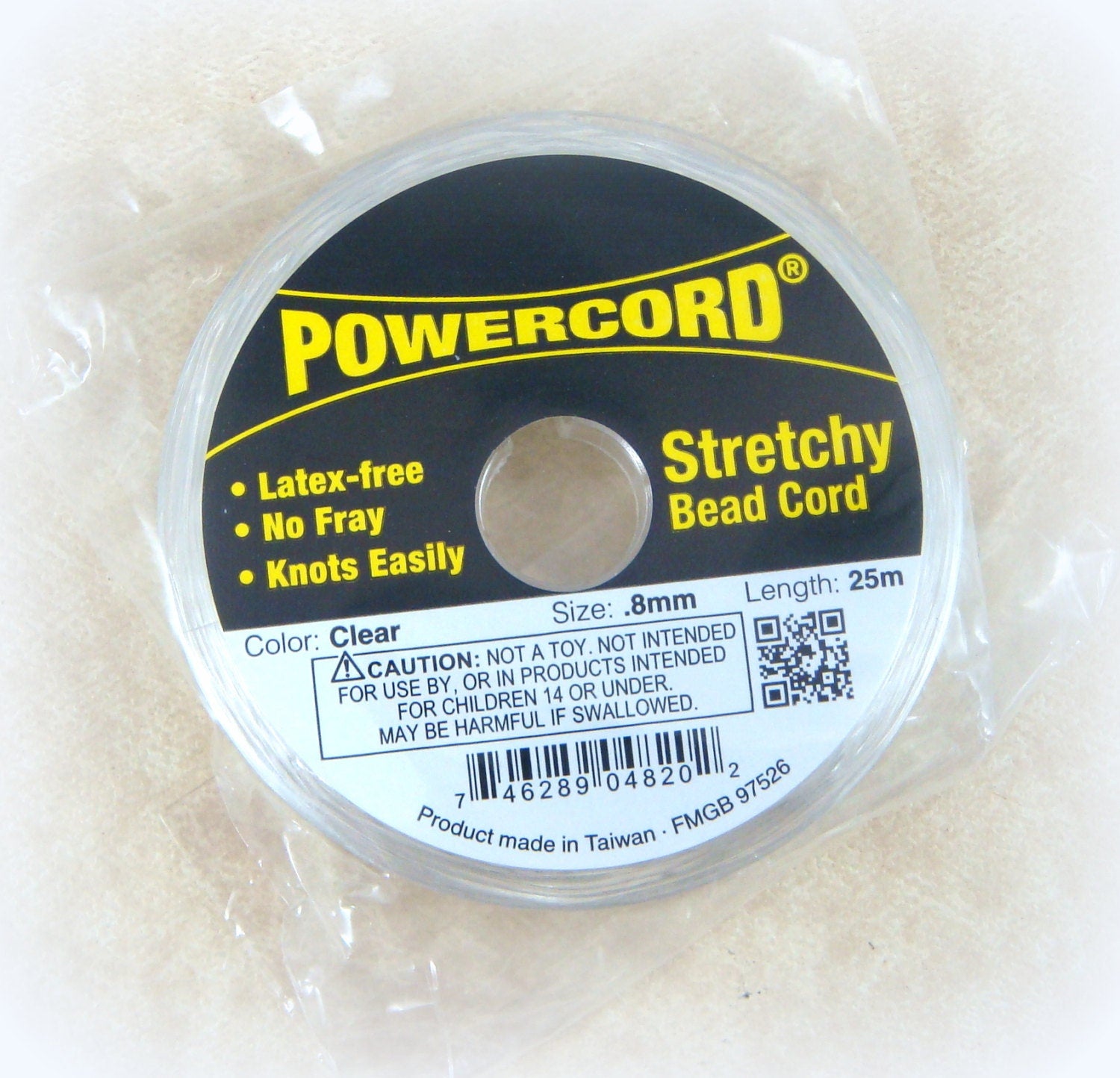 Clear Stretchy Cord, .8mm Clear Elastic Cord - PowerCord Beading Elastic (1695) - 25 meters/roll * Qty. 1