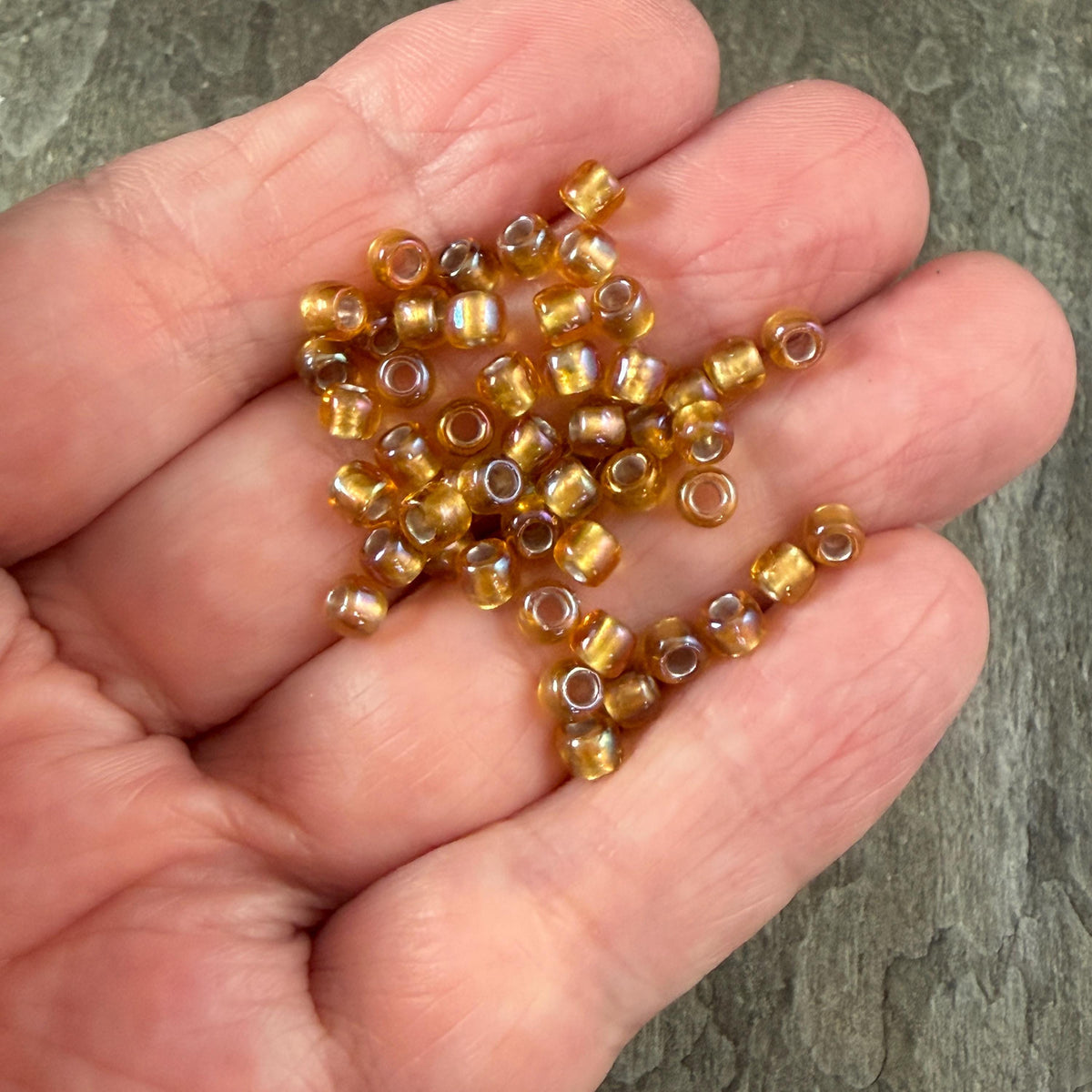 6/0 TOHO Glass Seed Beads, Light Topaz, Gold Lined (T6/SM-278) * 20 grams