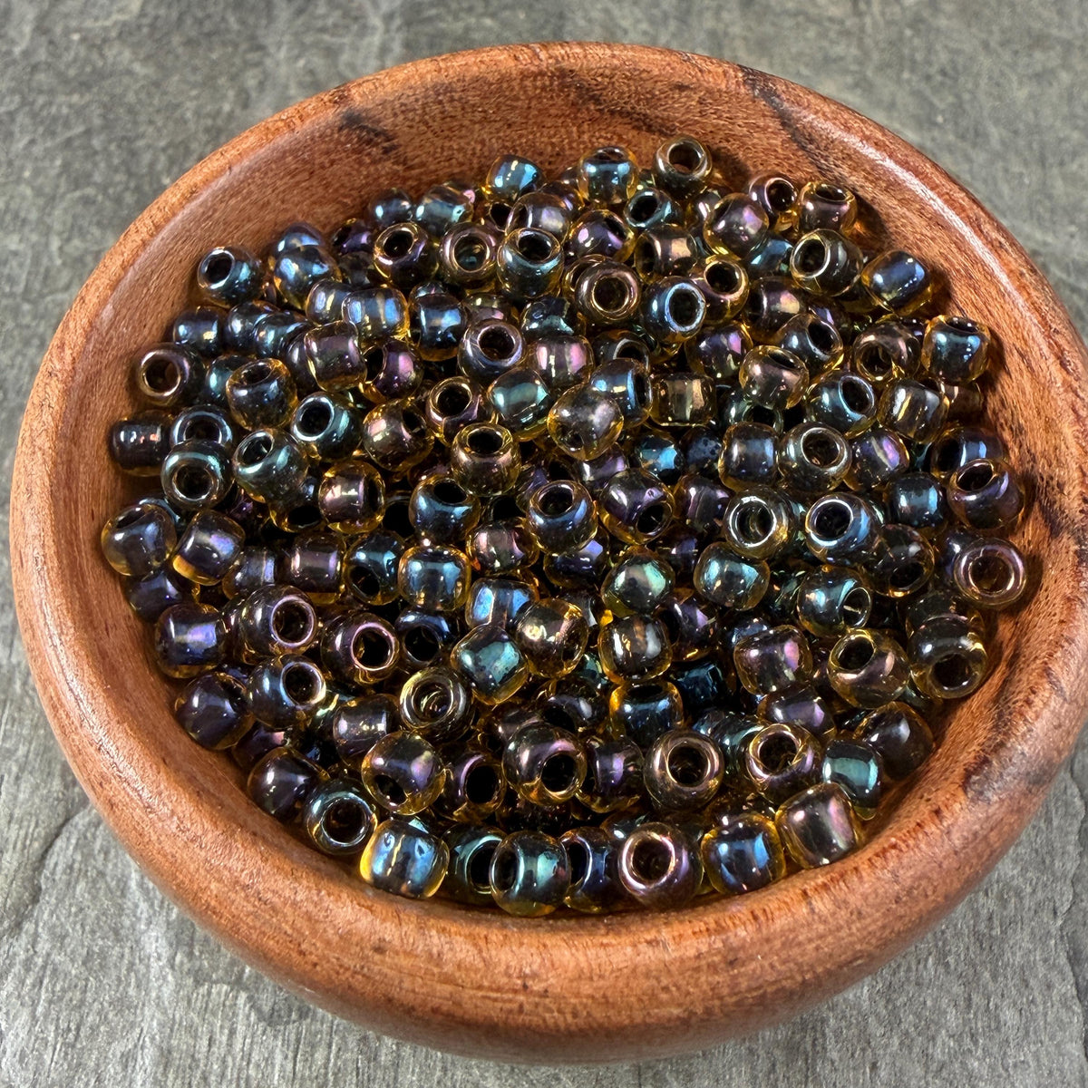 6/0 TOHO Glass Seed Beads, Rainbow Jonquil, Black Lined (T6/SM-245) * 20 grams