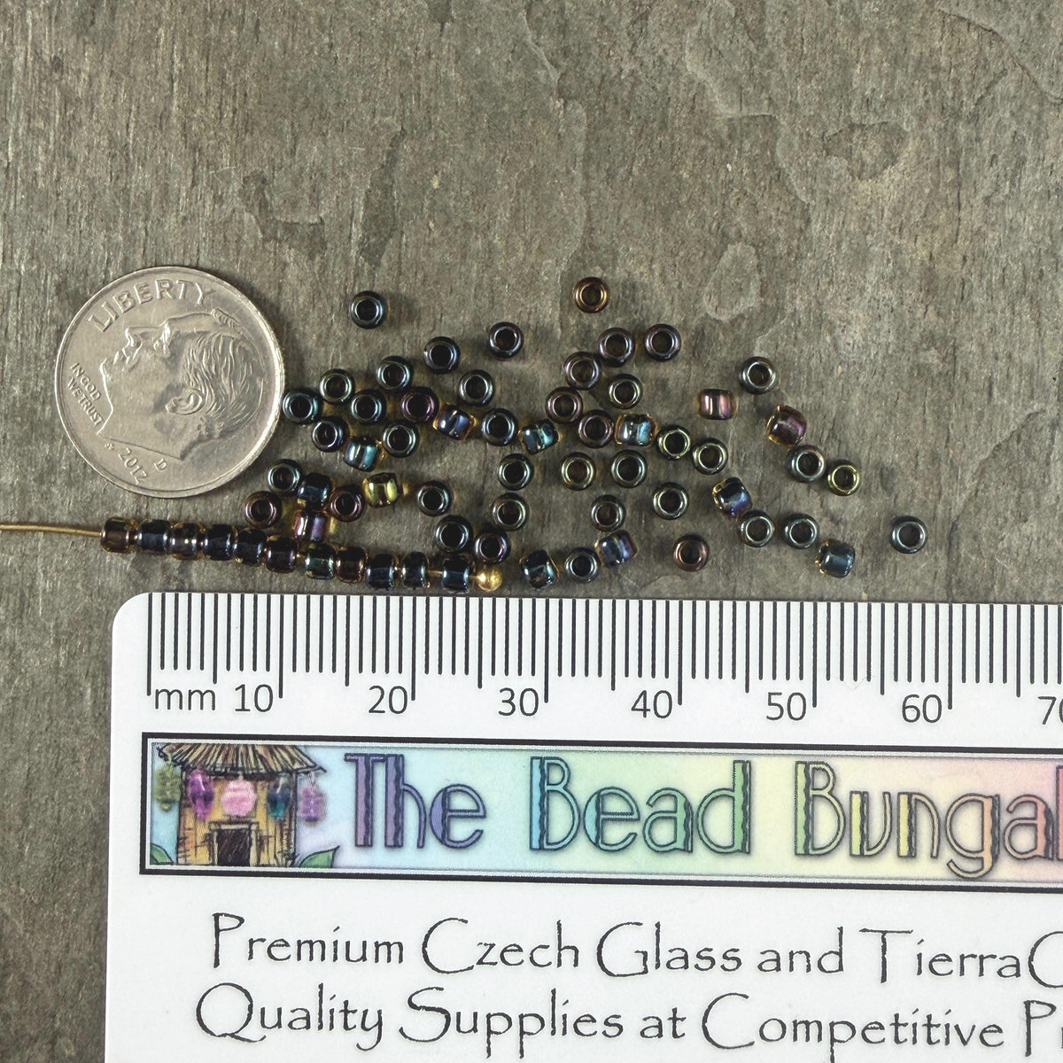 8/0 TOHO Glass Seed Beads, Rainbow Light Topaz, Black Lined (T8/SM-244) * 20 grams