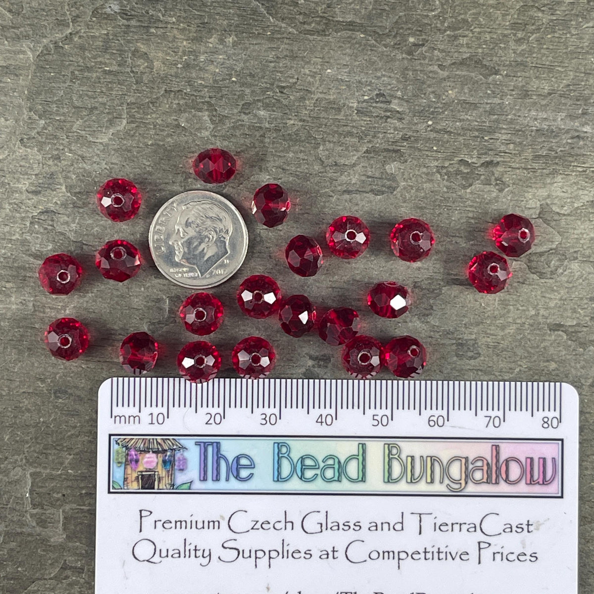 6x5mm Faceted Glass Beads, Ruby Red Faceted Rondelles (RubyRed-6) * 80 Beads