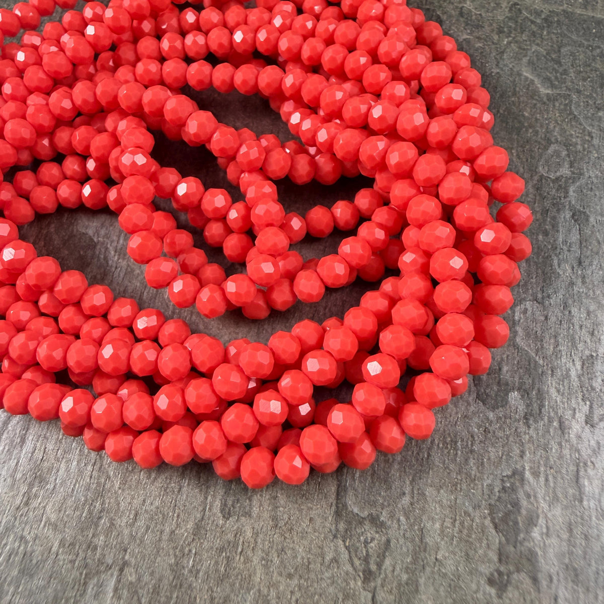 4x3mm Faceted Glass Beads, Tropical Coral (TropCoral-4) * 14" Strand