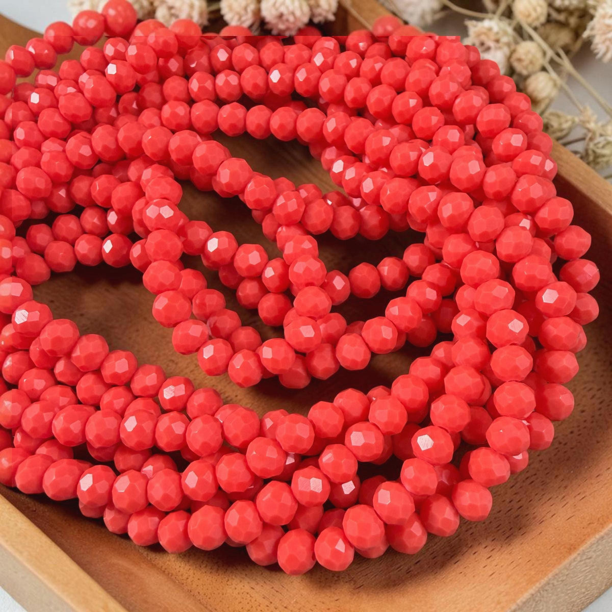 4x3mm Faceted Glass Beads, Tropical Coral (TropCoral-4) * 14" Strand