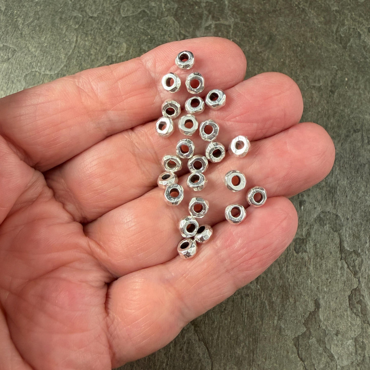 Antiqued Silver Plated Beads, 5mm Organic Nugget, 2.2mm Hole (PF/02788-02-77) * Qty 20