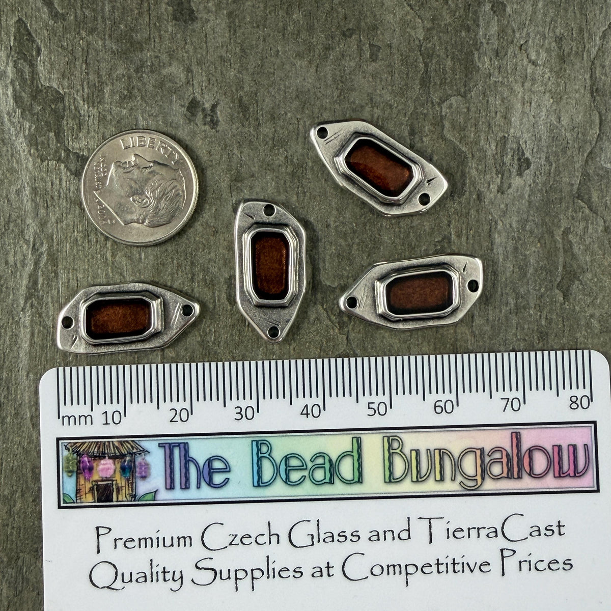 Antiqued Silver Plated Link with Copper Enamel Inlay (PF/15296-72-0552) * Qty. 4