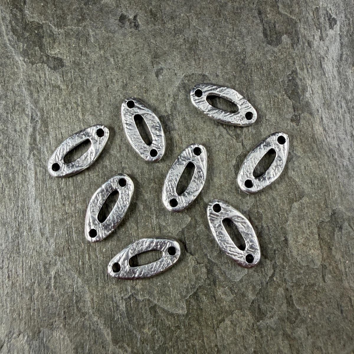 Antiqued Silver Plated 16.5x8.5mm Textured Oval Link (PF/014782-77) * Qty. 10