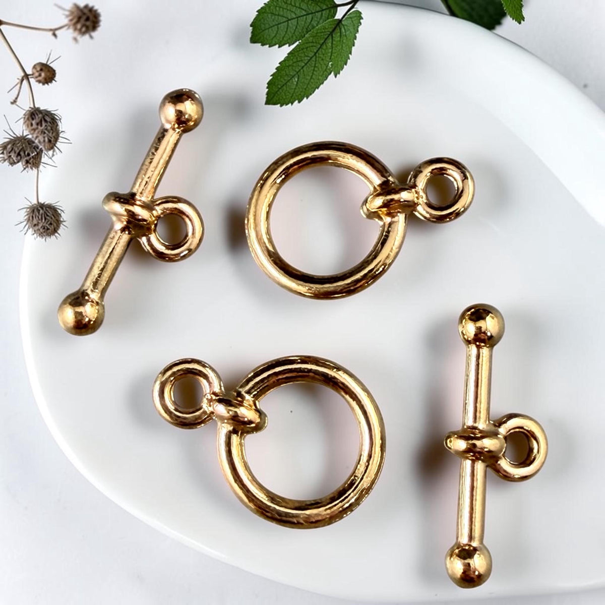 TierraCast 1/2" Anna Toggle Clasp, 24k Gold Plated Pewter, Nickel Free (PF/964-12) * Qty. 2