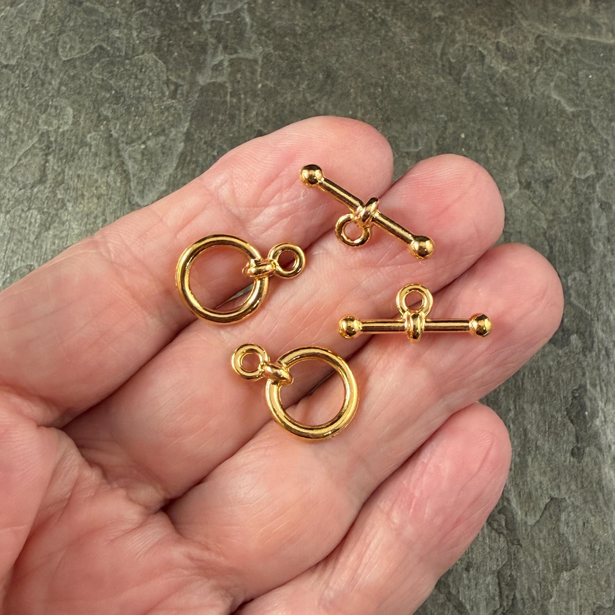 TierraCast 1/2" Anna Toggle Clasp, 24k Gold Plated Pewter, Nickel Free (PF/964-12) * Qty. 2