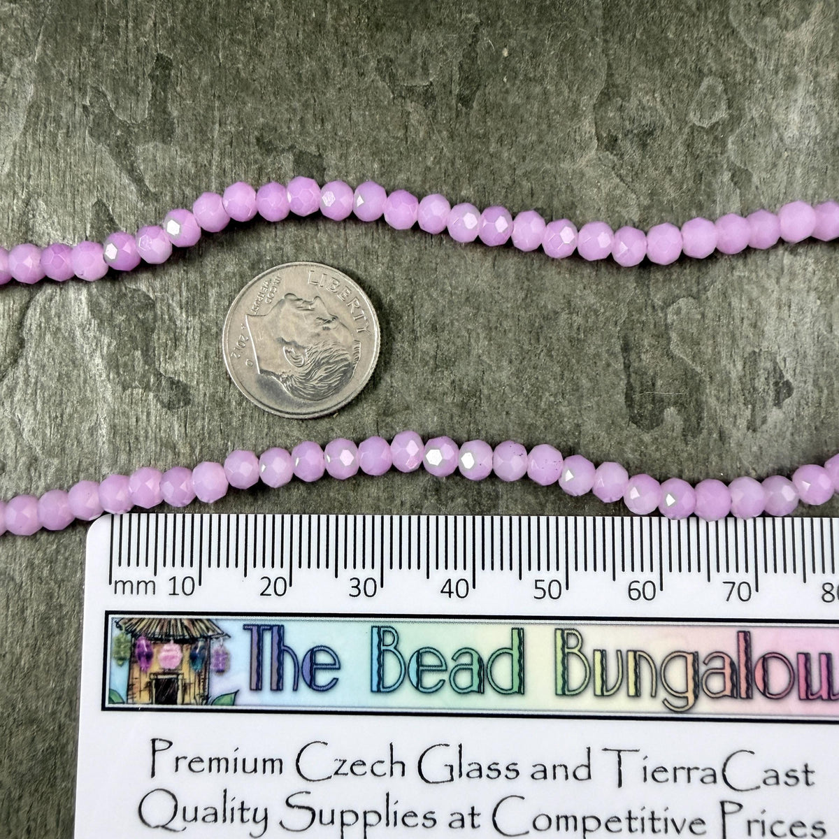 4x3mm Faceted Glass Beads, Bright Light Lilac (BrightLilac-4) * 14" Strand
