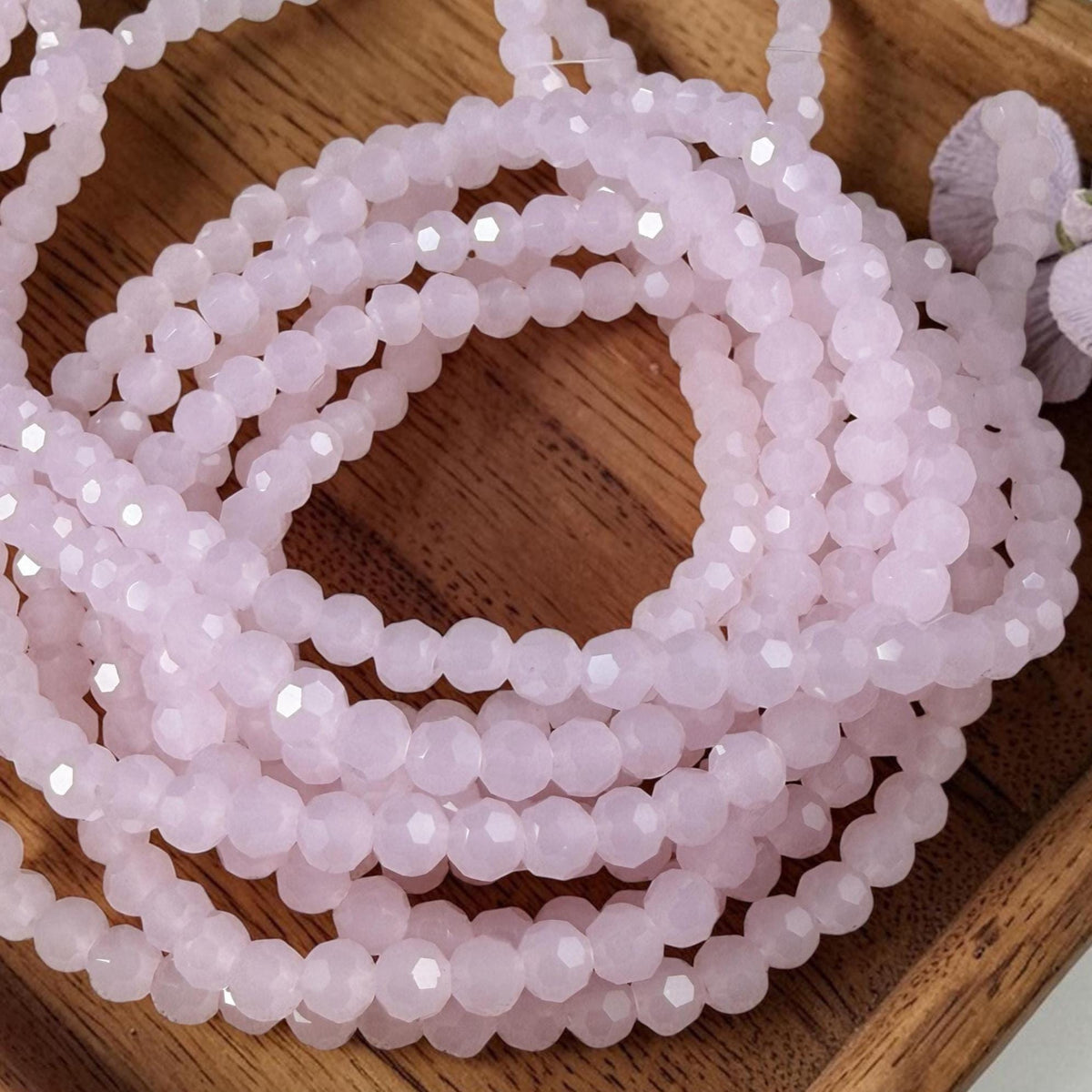 4x3mm Faceted Barely Pink Glass Beads (BarelyPink-4) * 100 Beads