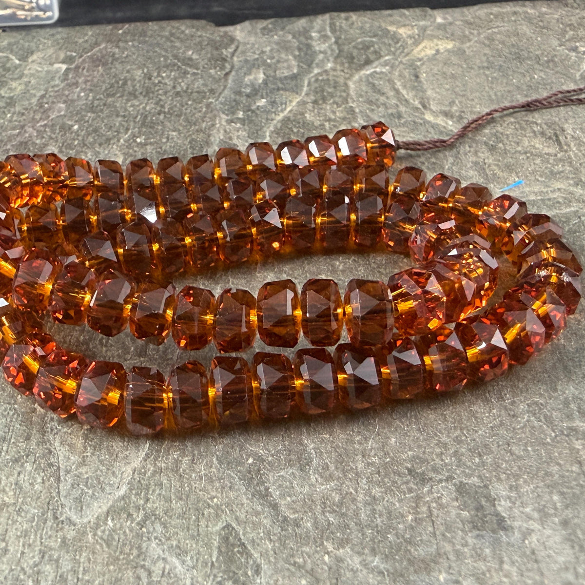 Transparent Brown 8x5.25mm Faceted Rondelle - Dark Topaz (8x5Ron-Topaz) * 30 Beads