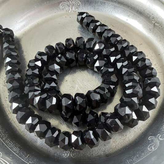 8x5.25mm Faceted Rondelle - Jet Black (8x5RON-Black) * 30 Beads