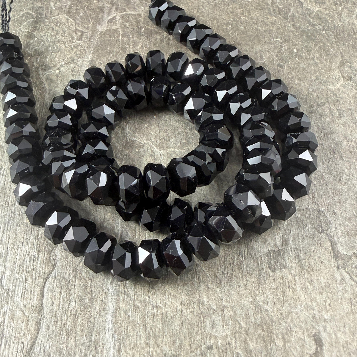 8x5.25mm Faceted Rondelle - Jet Black (8x5RON-Black) * 30 Beads
