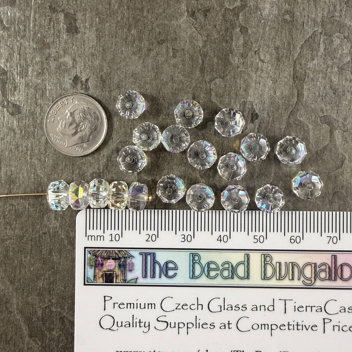 8x5.25mm Faceted Rondelle - Transparent with AB (8x5RON-ClearAB) * 30 Beads