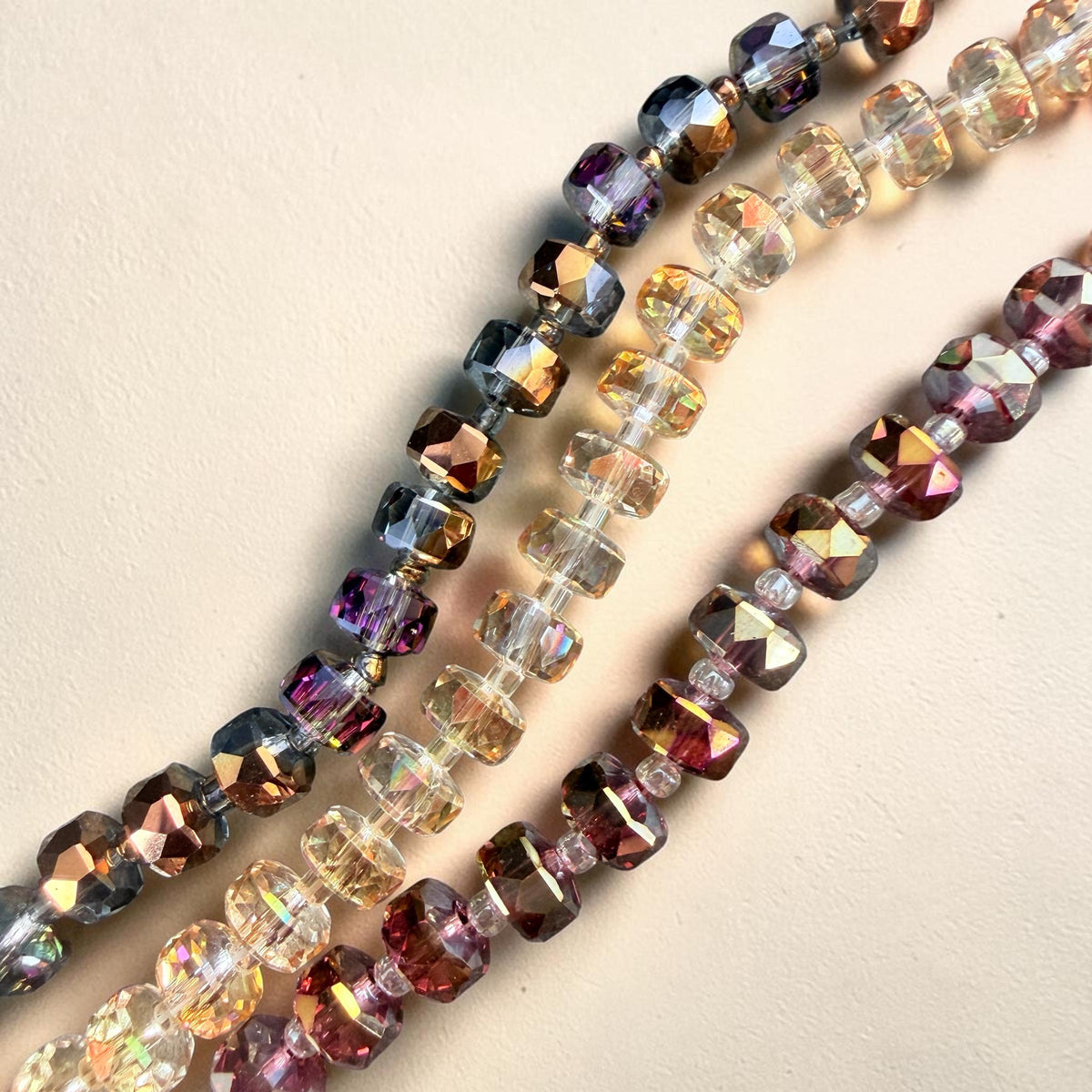 8x5.25mm Faceted Rondelle - Tri-Color Iridescent (8x5RON-Tricolor) * 40 Beads