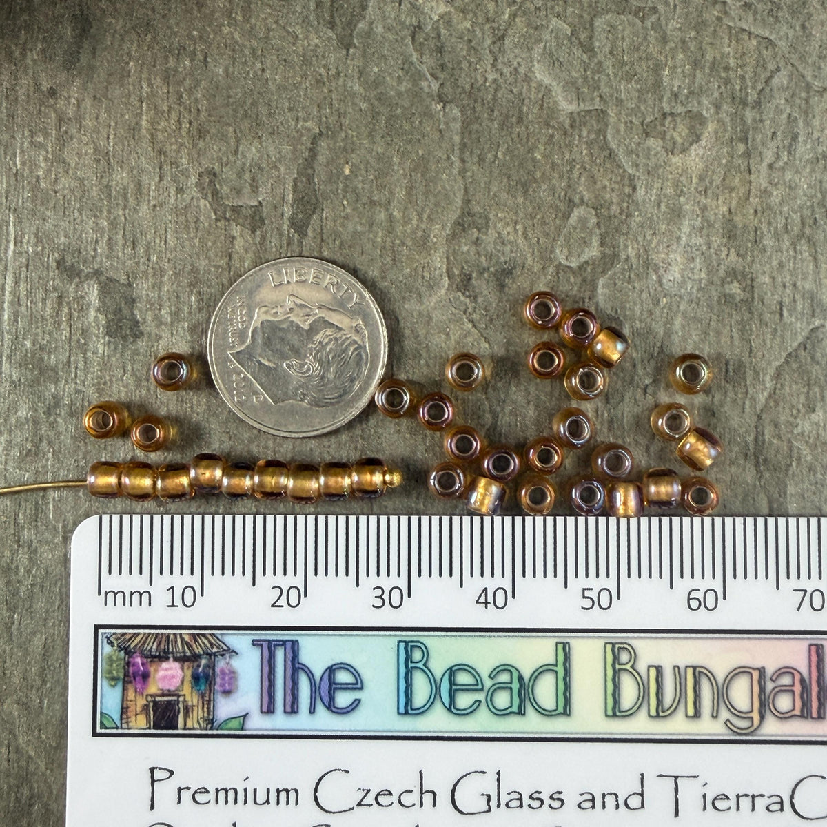 6/0 TOHO Glass Seed Beads, Light Topaz, Gold Lined (T6/SM-278) * 20 grams