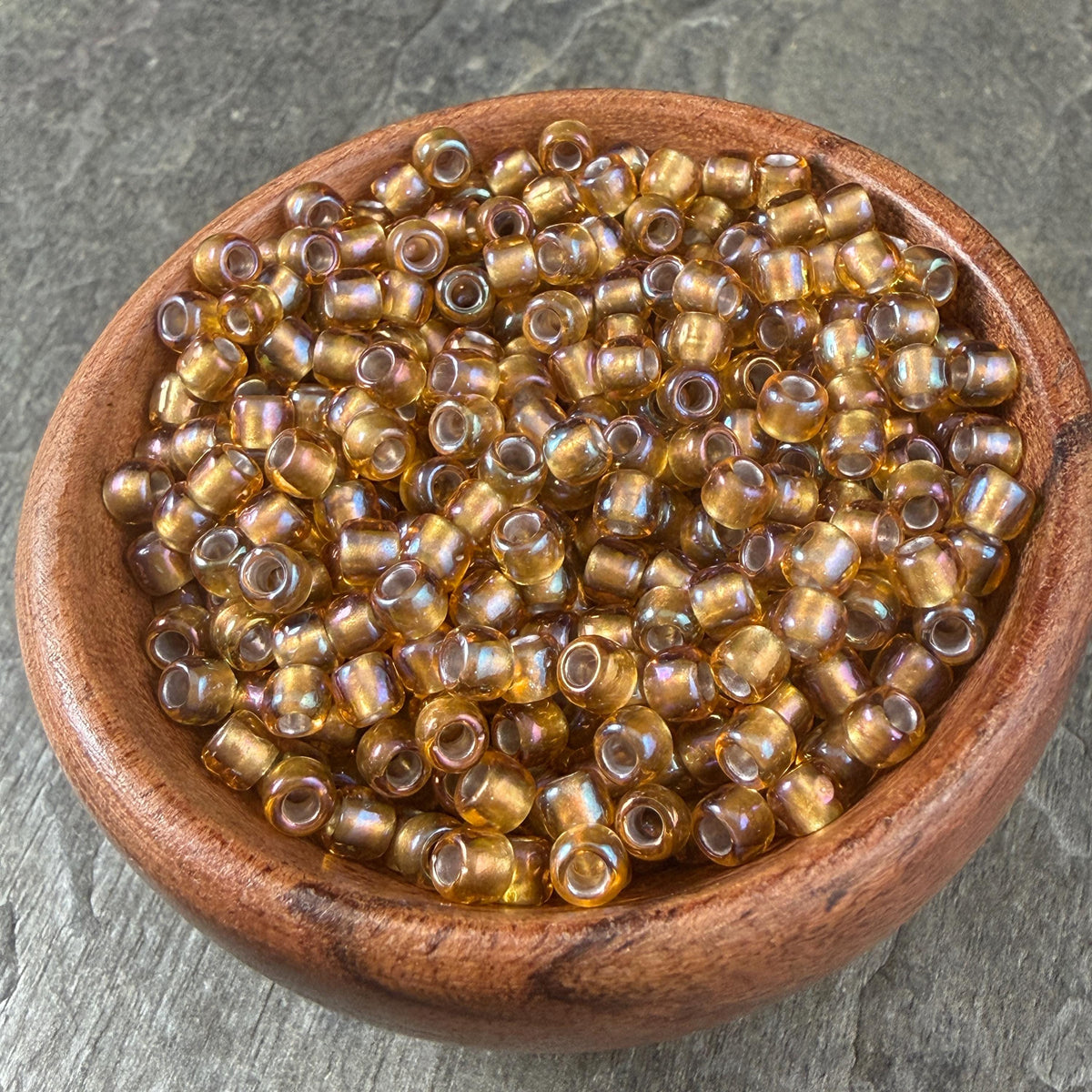 6/0 TOHO Glass Seed Beads, Light Topaz, Gold Lined (T6/SM-278) * 20 grams