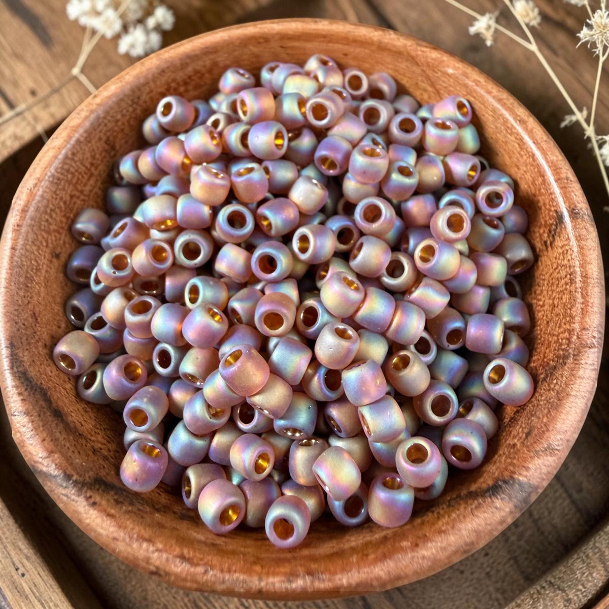 6/0 TOHO Glass Seed Beads, Frosted Rainbow Smokey Topaz (T6/SM-177F) * 20 grams
