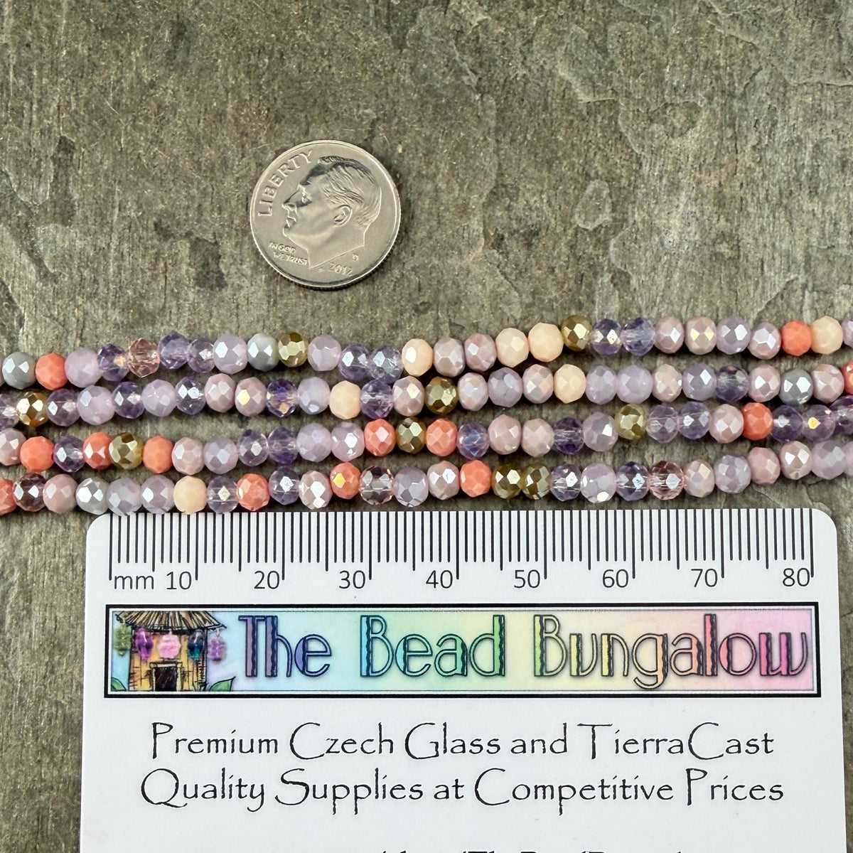 Purple and Pink Faceted Glass Beads, 4.25x3.5mm Pastel Bead Soup (Purple/Pink-4) * 14" Strand