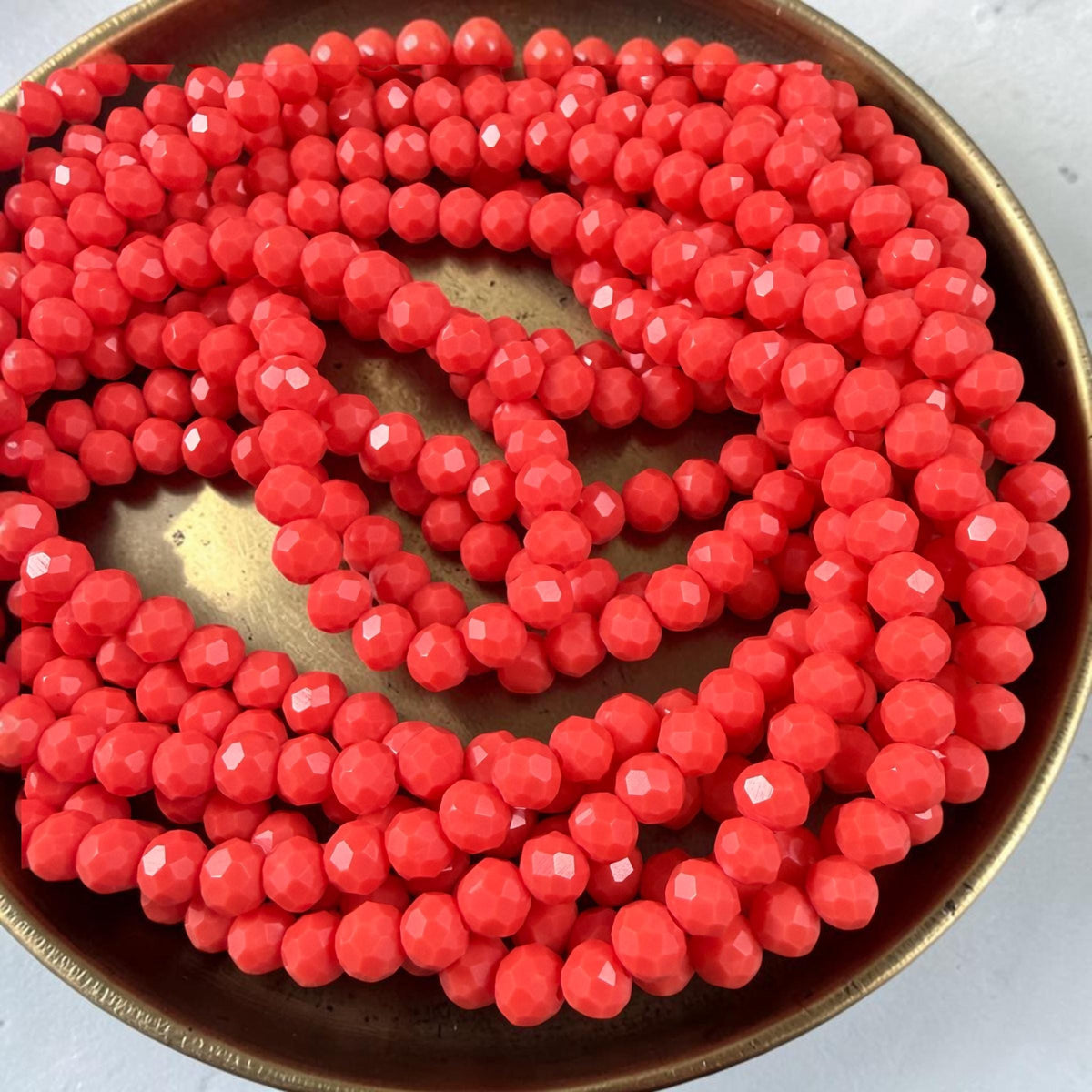 4x3mm Faceted Glass Beads, Tropical Coral (TropCoral-4) * 14" Strand
