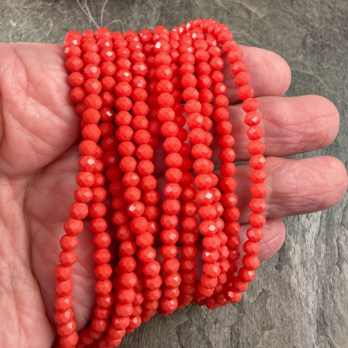 4x3mm Faceted Glass Beads, Tropical Coral (TropCoral-4) * 14" Strand