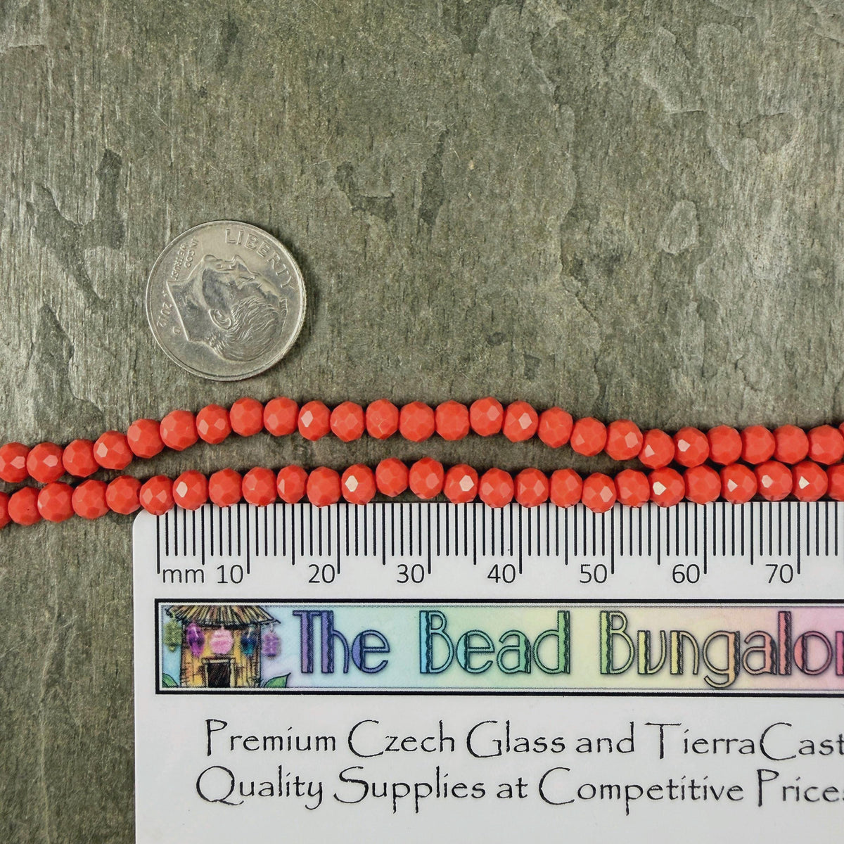 4x3mm Faceted Glass Beads, Tropical Coral (TropCoral-4) * 14" Strand