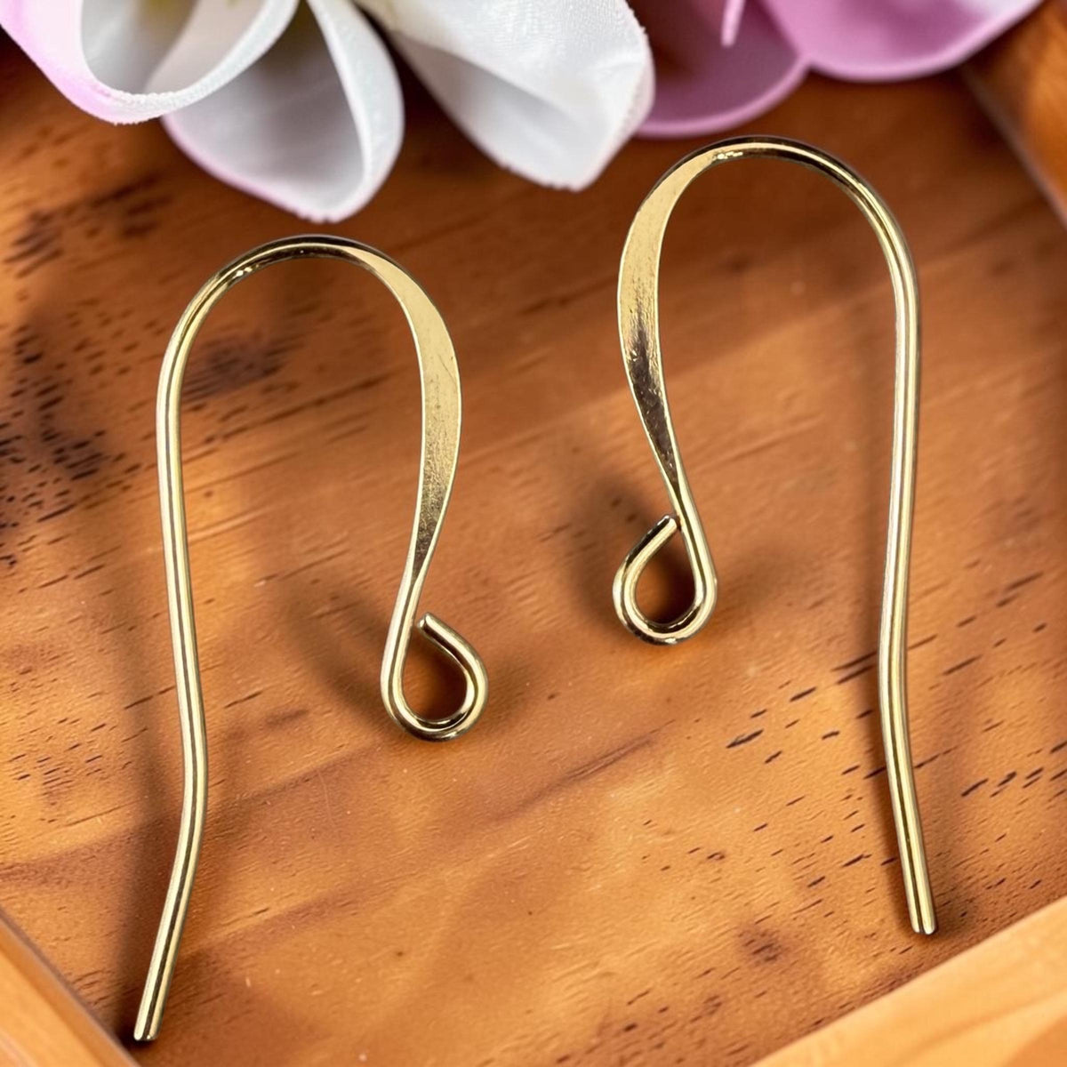 RESERVED - Gold Plated Brass Ear Wires, 28x17mm, Long Earring Hooks (4735) * Qty. 20