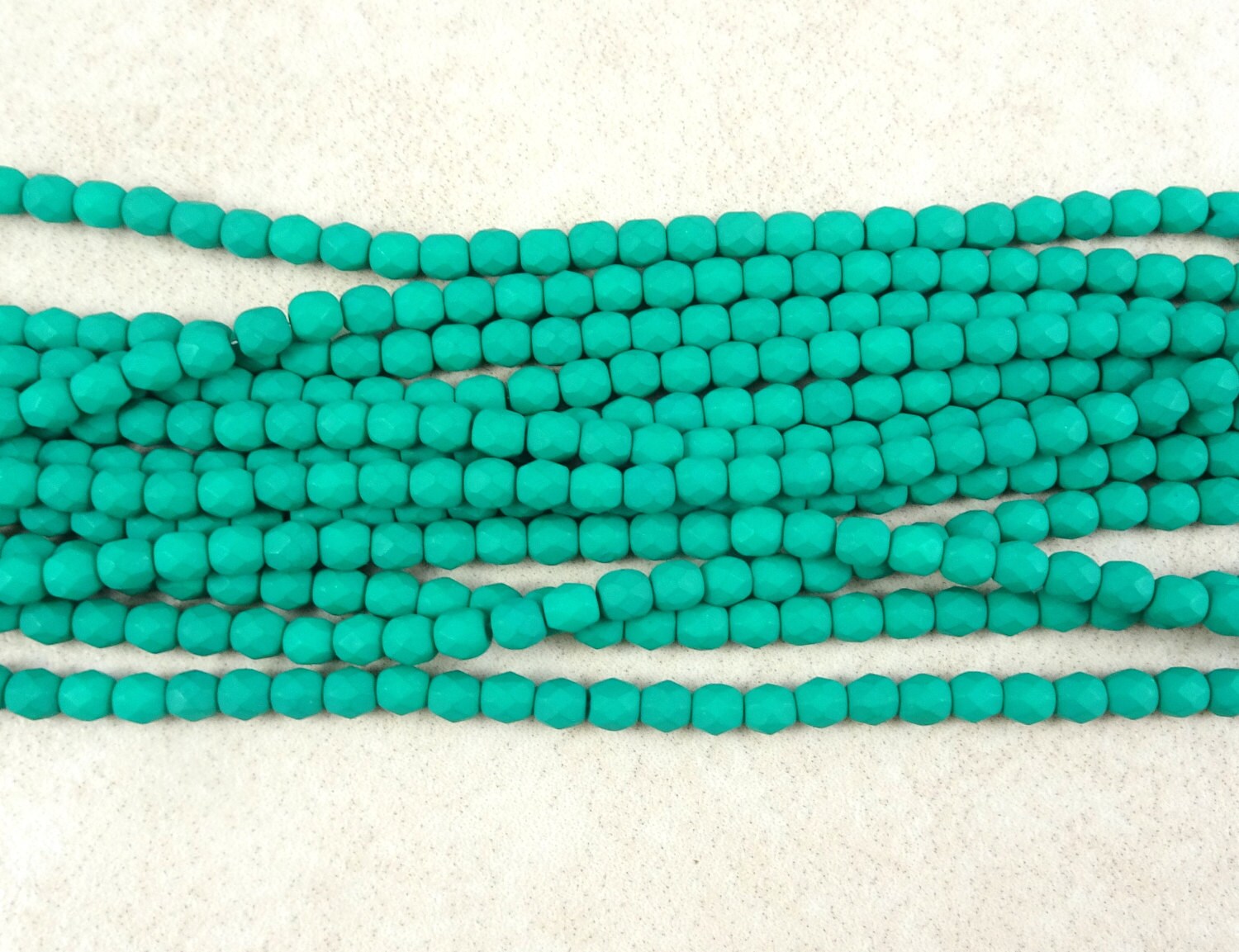 Czech Beads 4mm Czech Glass Fire Polished Beads 4mm Faceted Round Beads - Matte Neon Emerald Green (FP4/SM-25128) - Qty 50