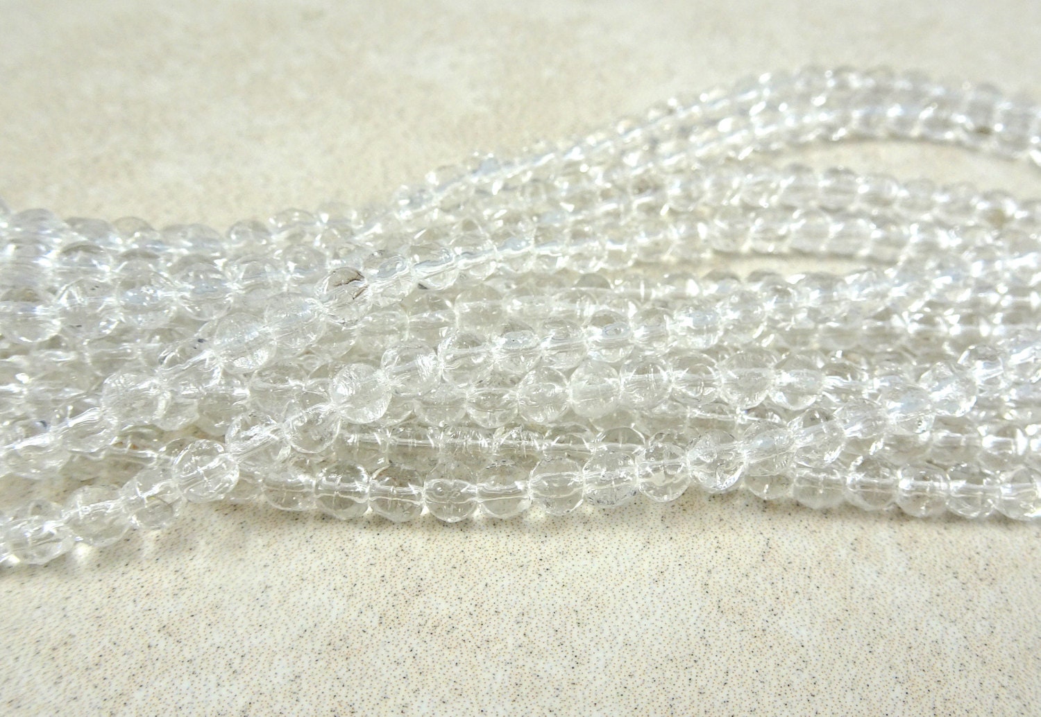 Clear Spacer Beads Crystal Clear Beads Clear Glass Beads Czech Beads 3mm English Cut Clear Czech Glass Beads (EC3/SM-0003) - Qty. 50