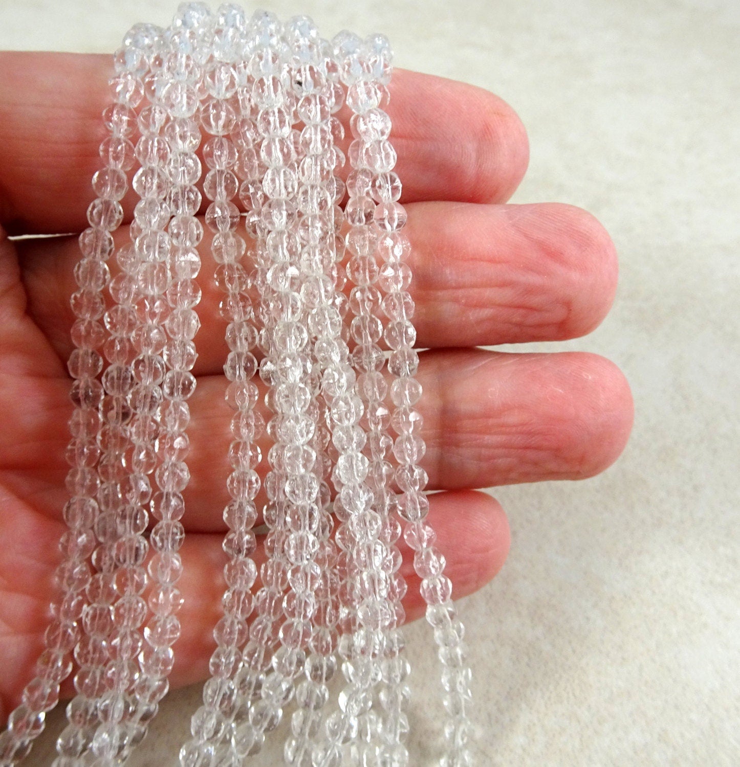 Clear Spacer Beads Crystal Clear Beads Clear Glass Beads Czech Beads 3mm English Cut Clear Czech Glass Beads (EC3/SM-0003) - Qty. 50