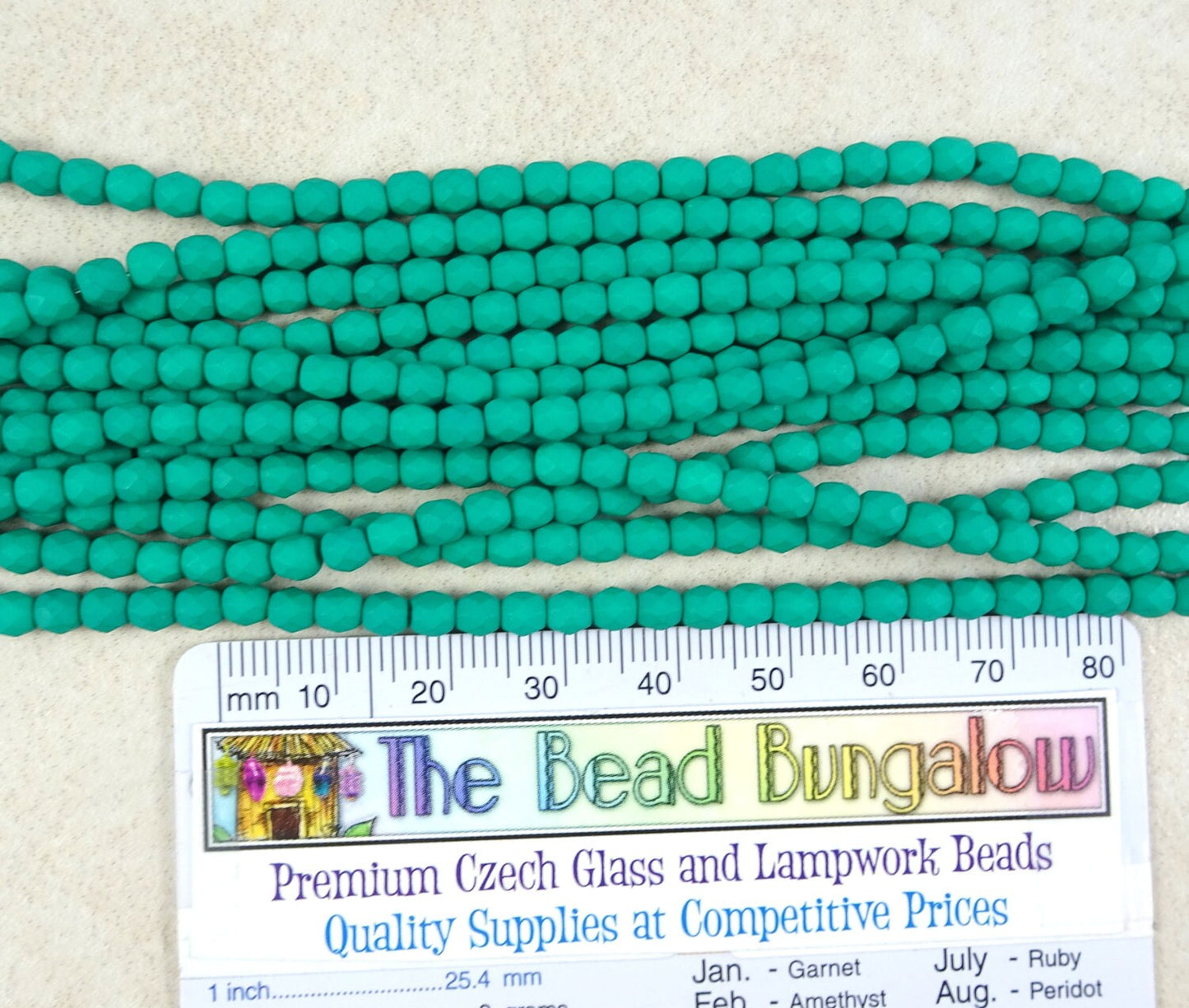 Czech Beads 4mm Czech Glass Fire Polished Beads 4mm Faceted Round Beads - Matte Neon Emerald Green (FP4/SM-25128) - Qty 50