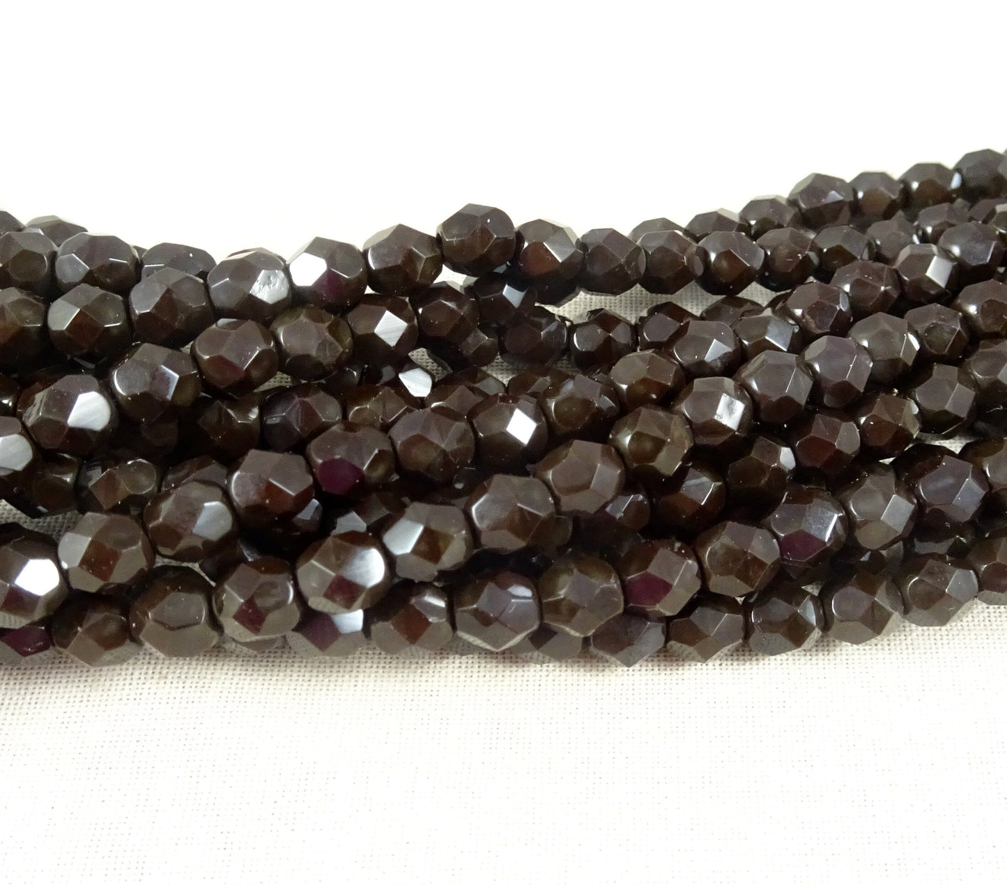 Dark Brown Czech Glass Beads Czech Fire Polished Beads 6mm Czech Glass Faceted Beads Raisin Color Brown Beads (FP6/SM-13730) * Qty. 25