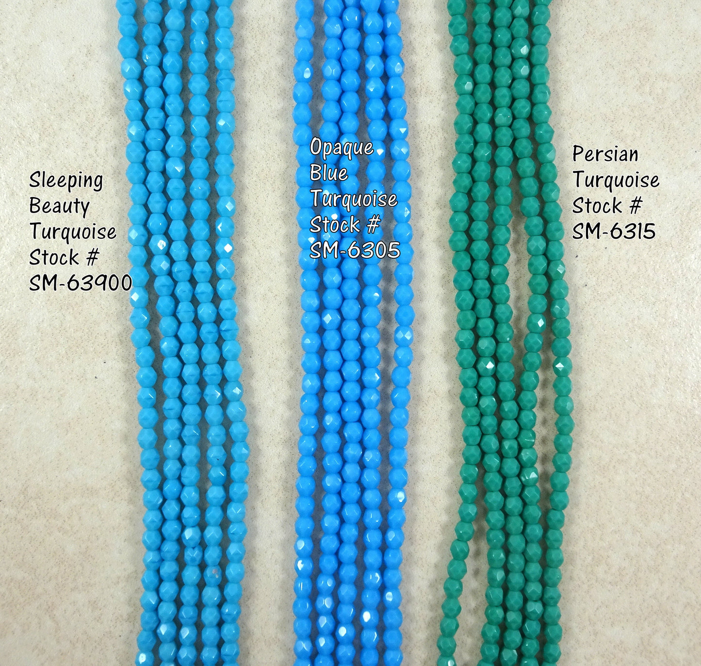 Faceted Turquoise Beads Turquoise Blue Czech Beads 4mm Czech Glass Fire Polished Beads - Opaque Blue Turquoise (FP4/SM-6305) - Qty 50