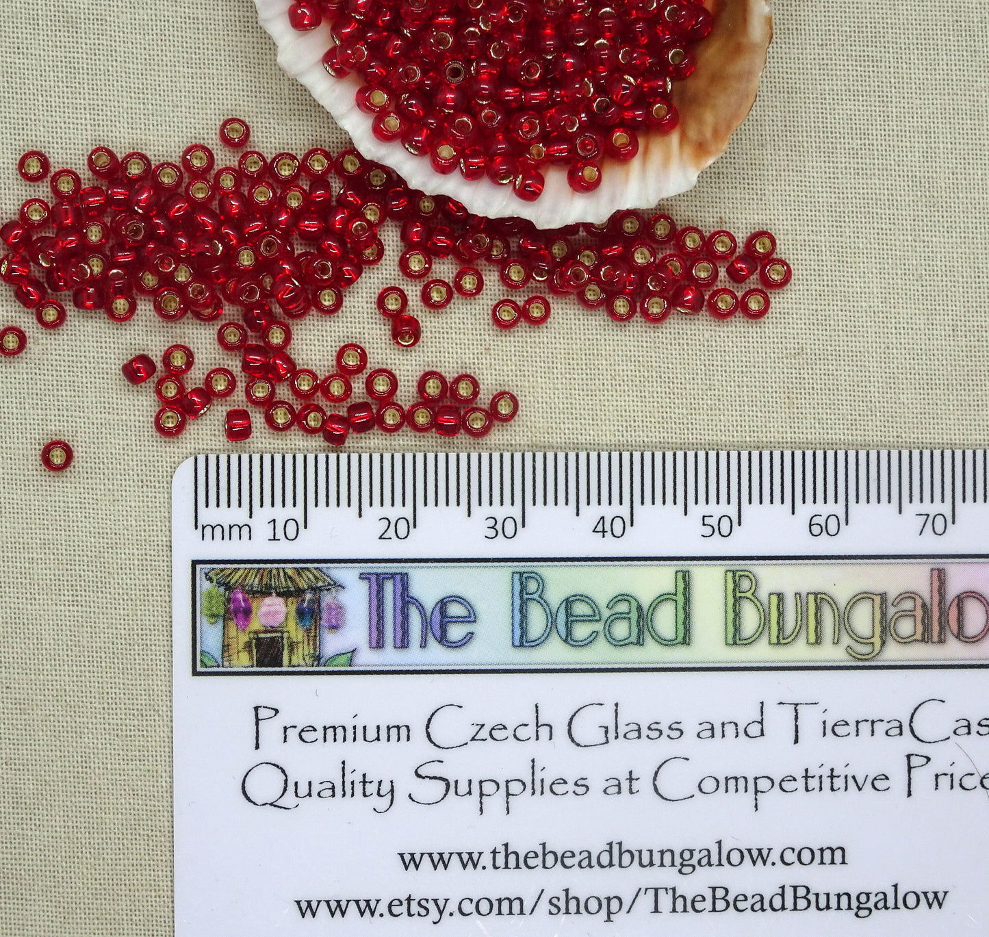 Red Seed Beads 8/0 TOHO Silver Lined Glass Beads (T8/SM-25C) Semi-Transparent Red Seed Bead 8/0 Glass Seed Beads 3mm Beads - Qty 10 grams