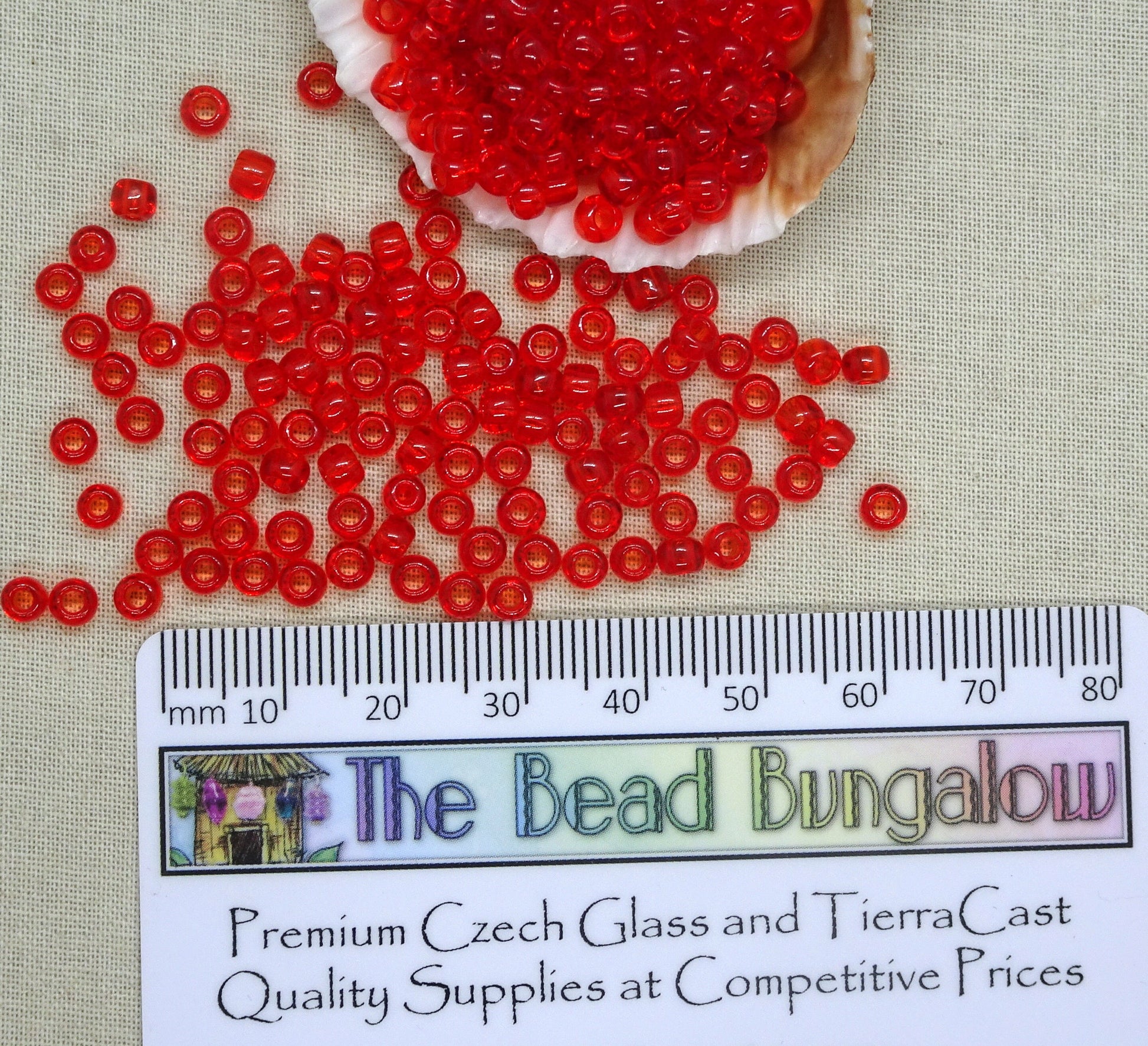 Siam Seed Beads TOHO 6/0 Round Transparent Siam Reddish Orange Glass Beads (T6/SM-5B) 6/0 Glass Seed Beads 4mm Red Beads * Qty. 20 grams