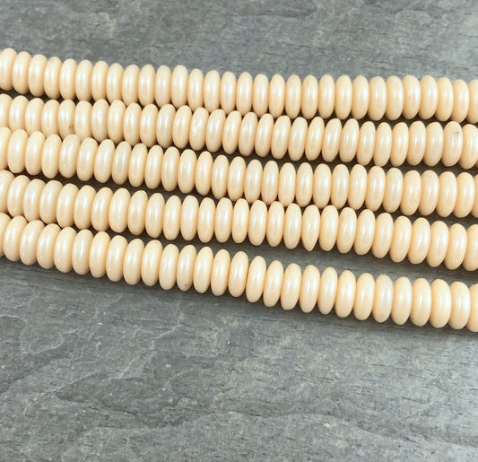 Beige Czech Glass Beads Beige Rondelles 6x2mm Rondelle Opaque Ivory Czech Rondelle Beads (RD6/SM-P14413) - Qty. 50