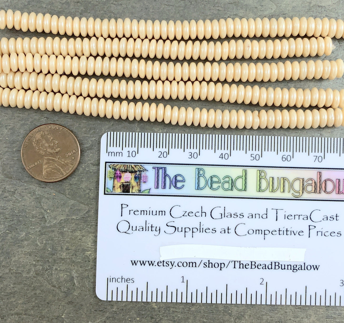 Beige Czech Glass Beads Beige Rondelles 6x2mm Rondelle Opaque Ivory Czech Rondelle Beads (RD6/SM-P14413) - Qty. 50