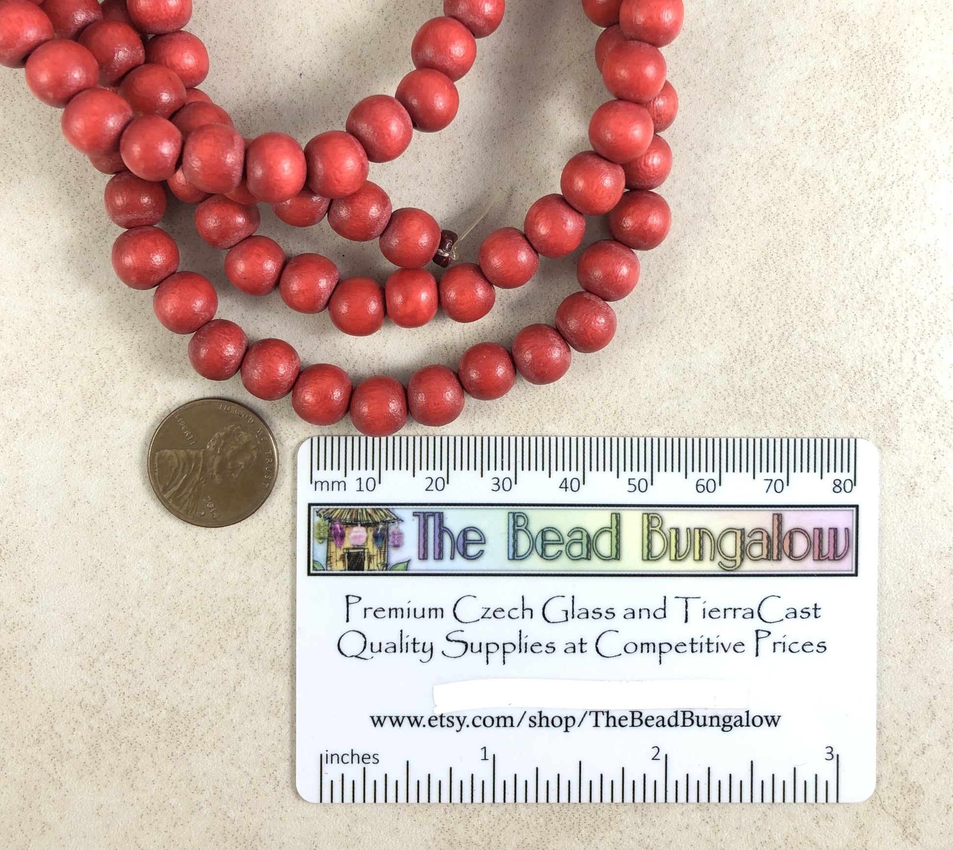 Dark Orange Wooden Beads Lightweight Wood Beads Mala Beads 8mm Round Wooden Beads Round Red-Orange Beads (1867NB) - 16" Strand