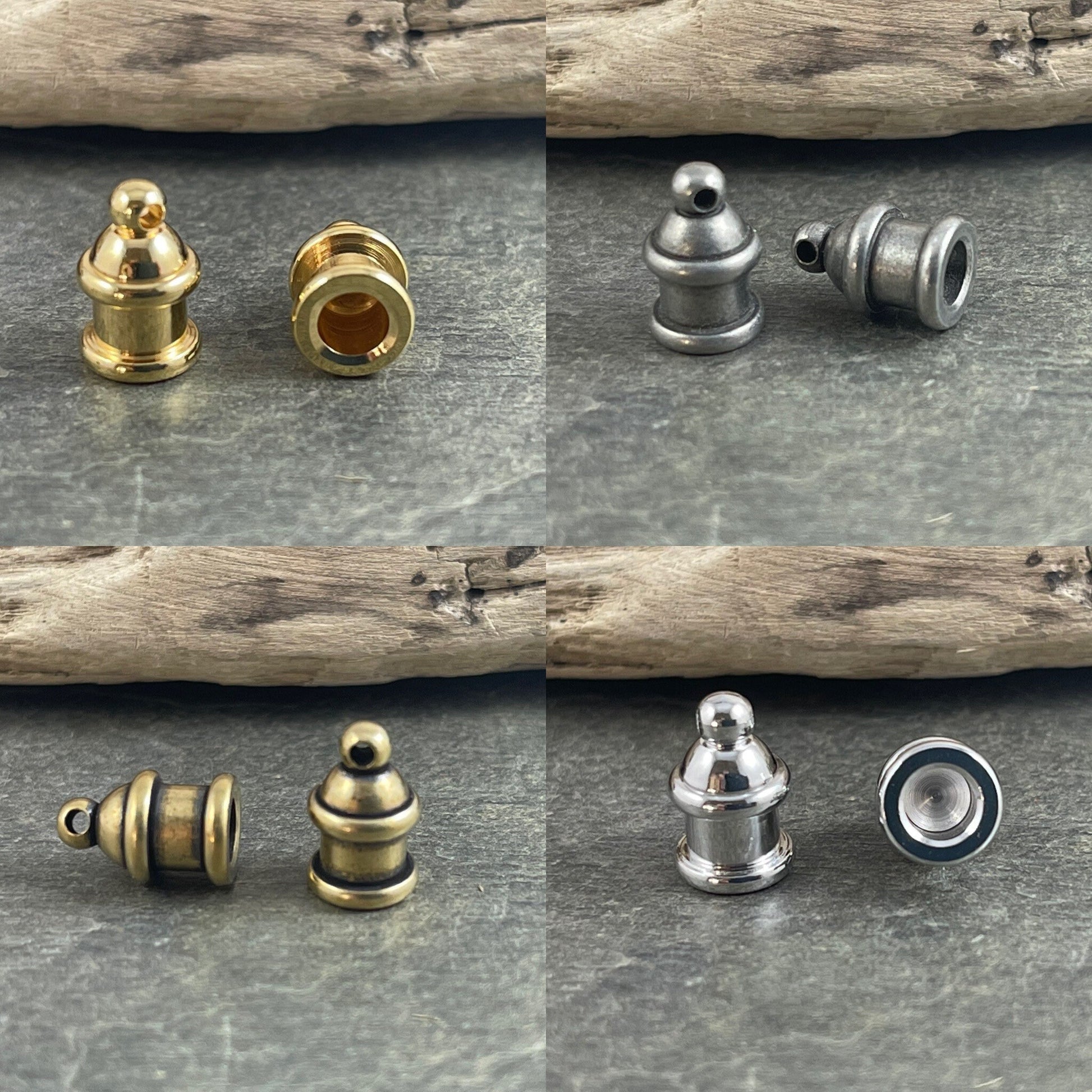 4mm Pagoda Cord Ends, Gold End Caps for Cord, Silver End Caps, Glue in End Caps, Leather Cord Ends, Ribbon Cord End (TC/0204) * Qty. 4