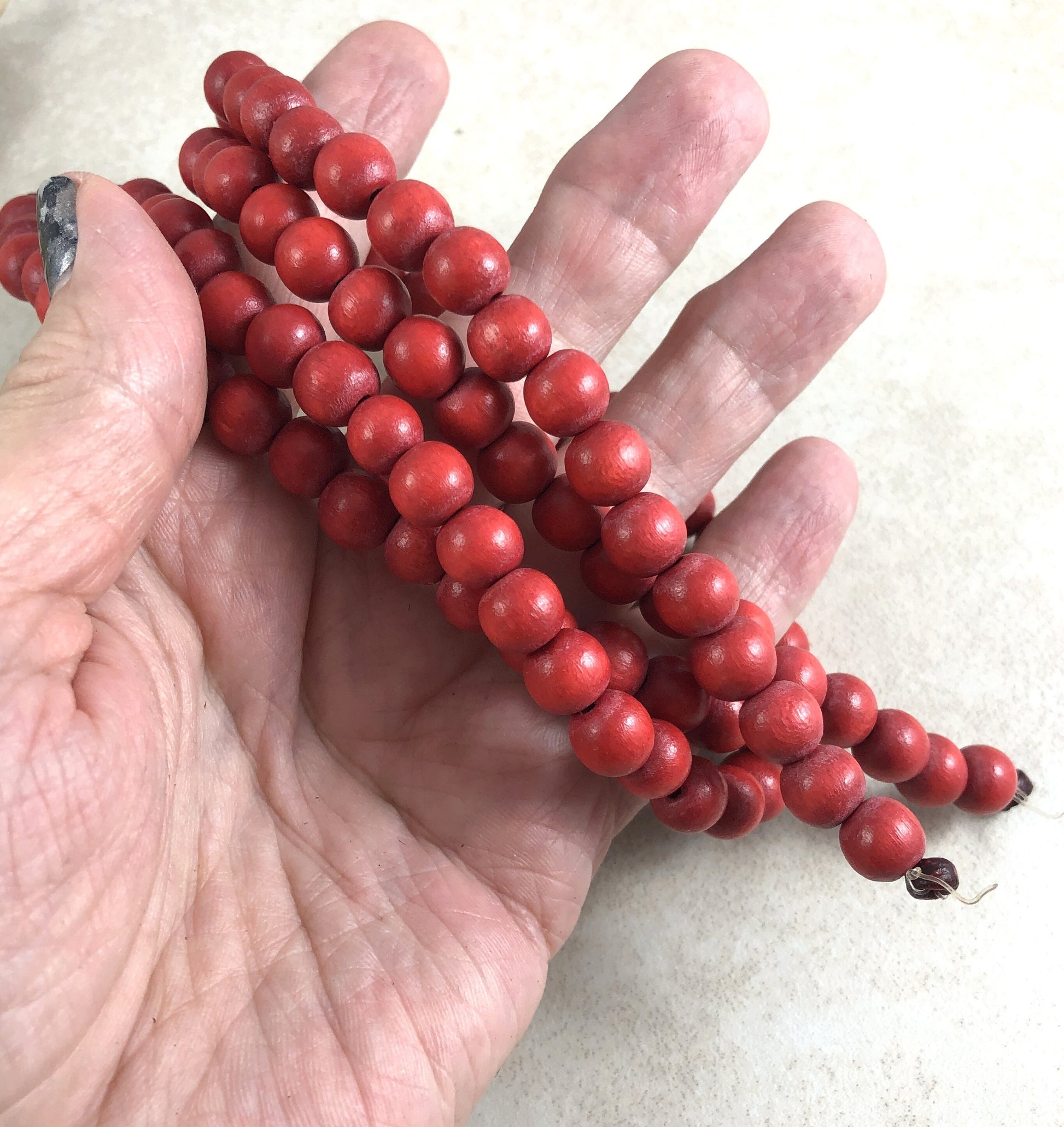 Dark Orange Wooden Beads Lightweight Wood Beads Mala Beads 8mm Round Wooden Beads Round Red-Orange Beads (1867NB) - 16" Strand