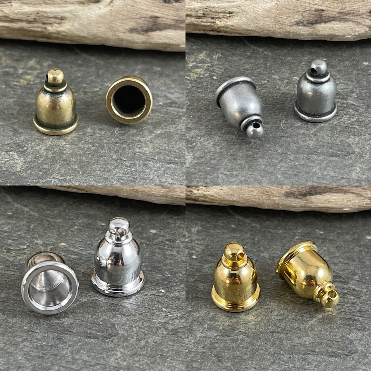 6mm Taj Cord Ends, Gold End Caps for Leather Cord, Silver End Caps, Glue in End Caps, Leather Cord Ends, Ribbon Cord End (TC/0211) * Qty. 4