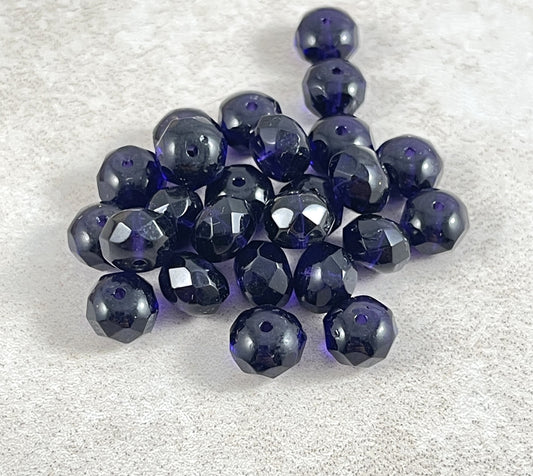 Czech Glass Beads Dark Purple Faceted Rondelle 8x6mm Rondelle Deep Purple Glass Beads (R8/RJ-0430) - Qty 12