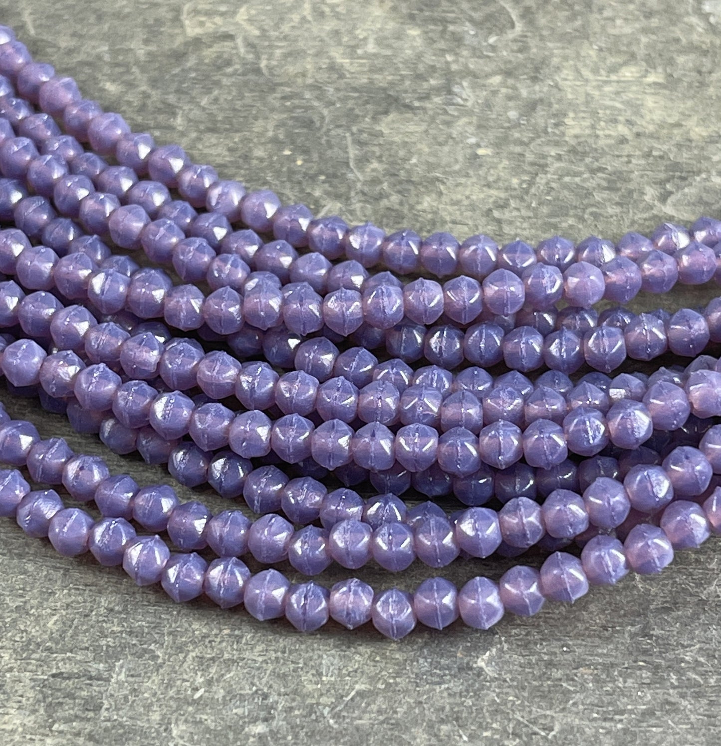 Small Purple Spacer Beads ~ 3mm English Cut Lavender Czech Glass Beads ~ Milky Amethyst Glass Beads (EC3/SM-21010) * Qty. 50