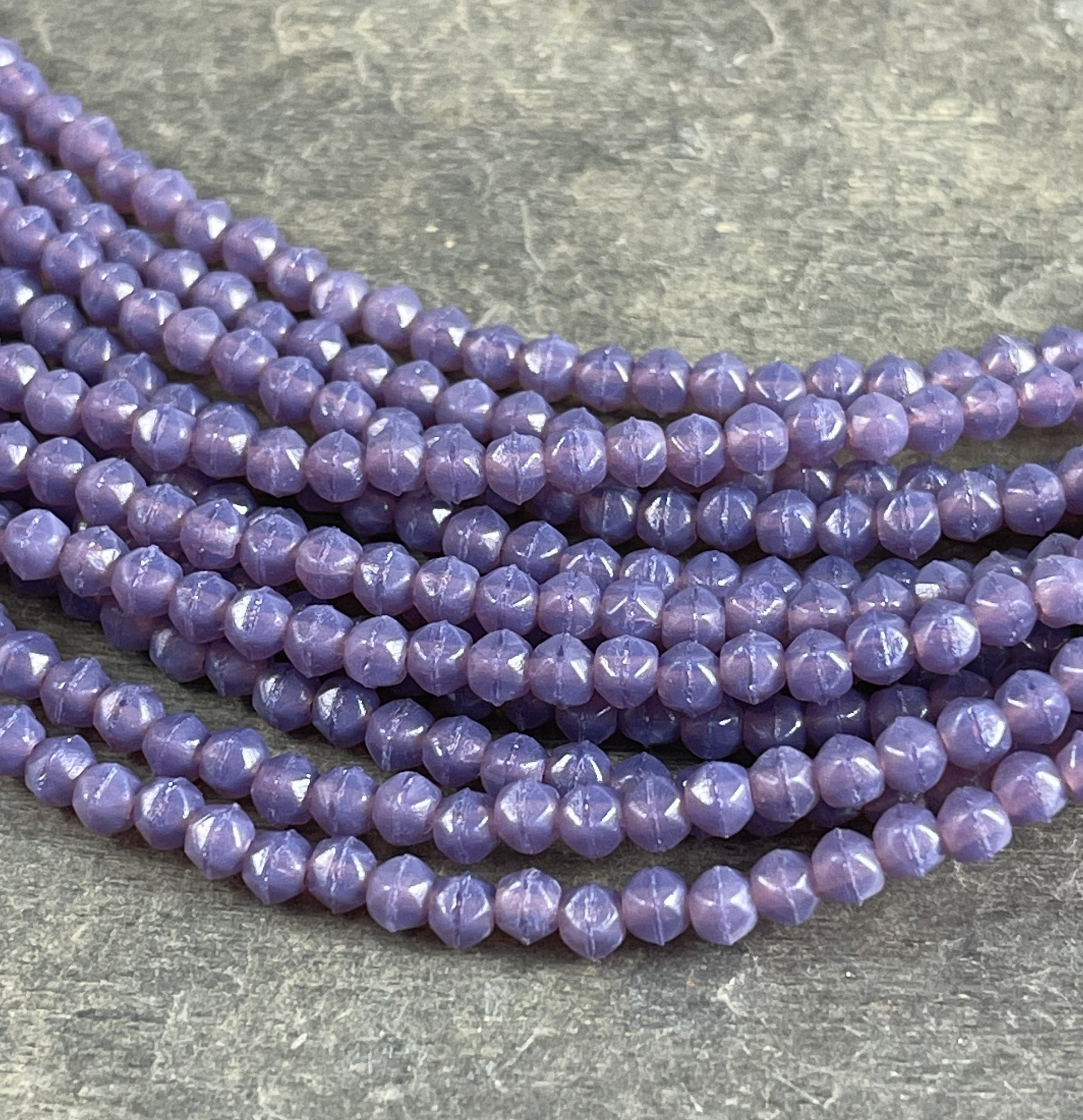 Small Purple Spacer Beads ~ 3mm English Cut Lavender Czech Glass Beads ~ Milky Amethyst Glass Beads (EC3/SM-21010) * Qty. 50