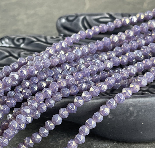 Purple Beads Small Lavender Spacer Beads 3mm Milky Amethyst Czech Glass Beads - Amethyst Luster Glass Beads (EC3/SM-LR21010) * Qty. 50