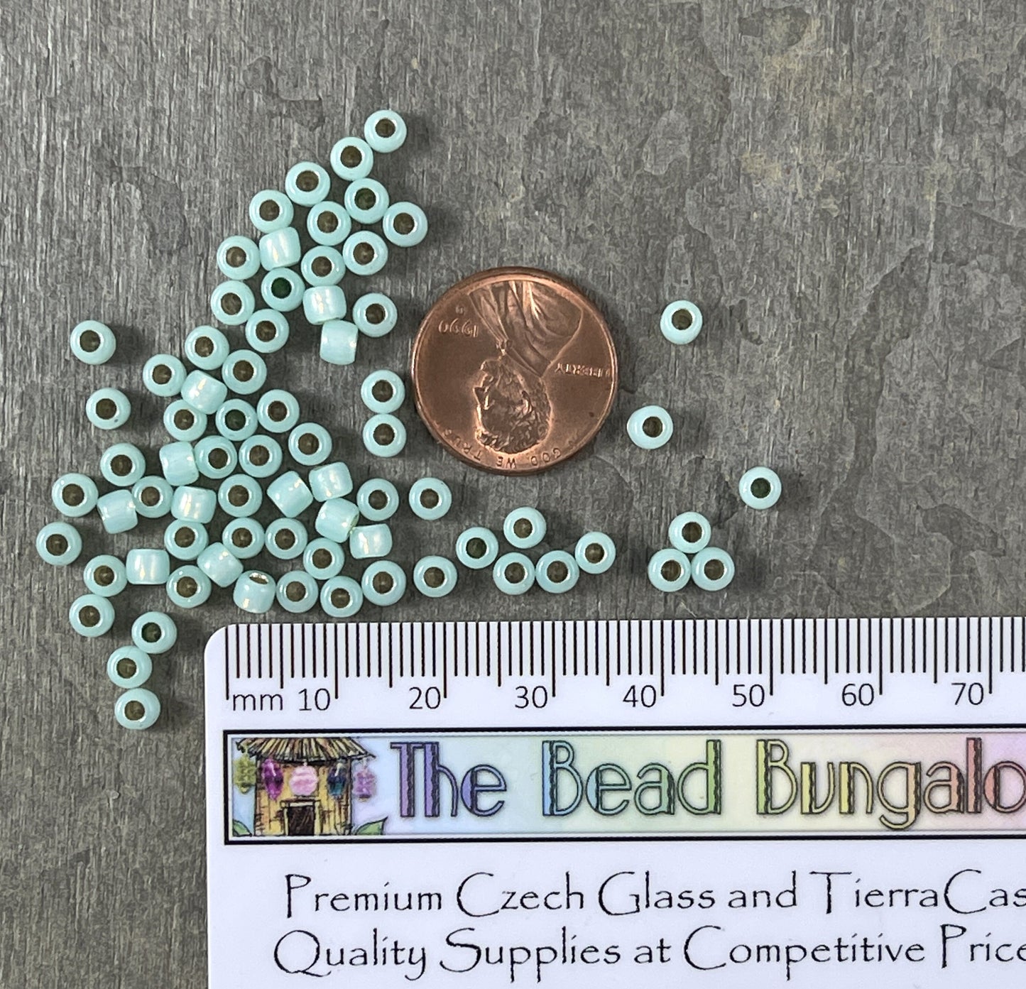 Mint Green Glass Seed Beads ~ TOHO 6/0 Round Light Green Glass Beads with Silver Core (T6/SM-2118) 4mm Beads * Qty. 10 grams