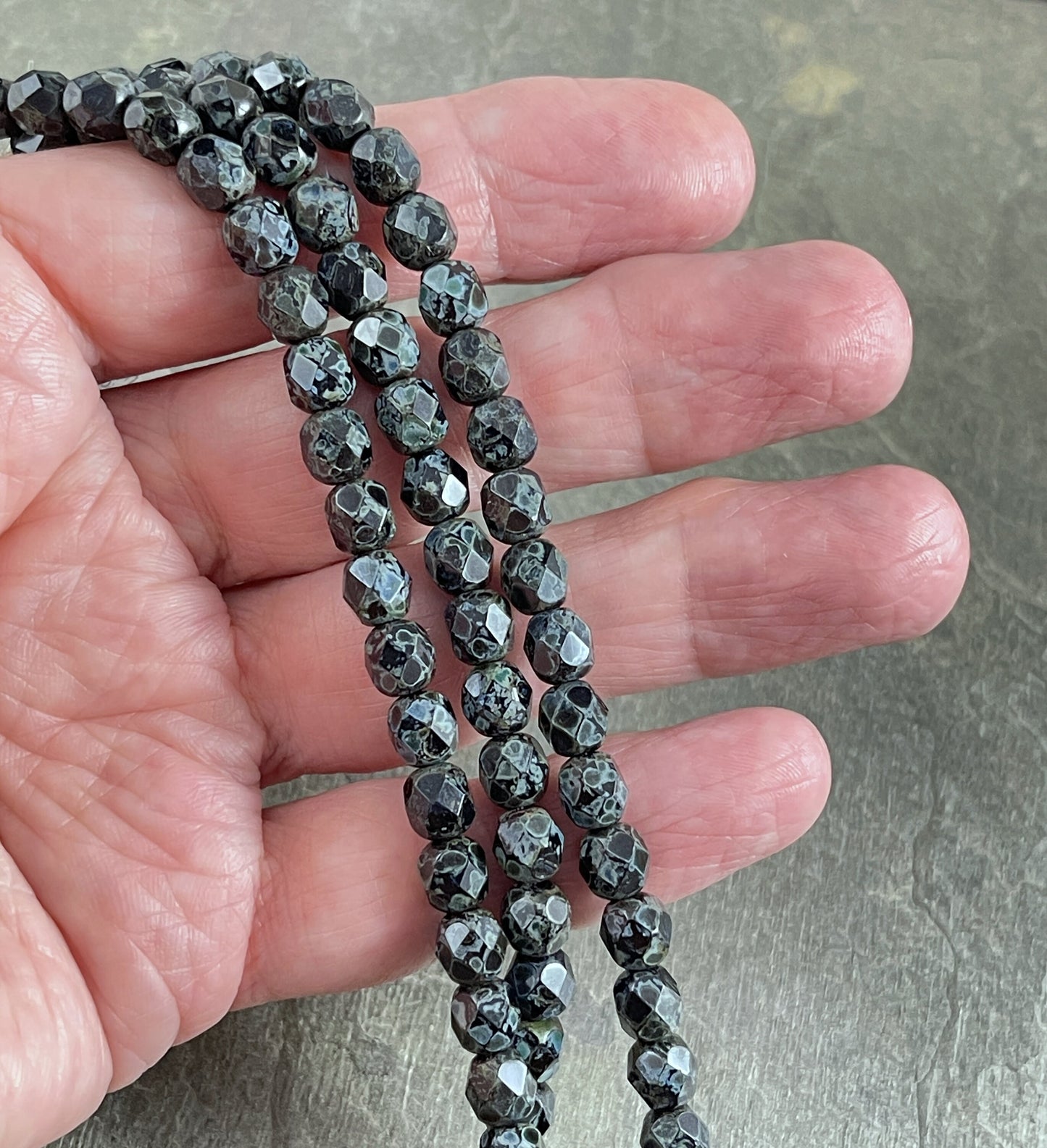 6mm Black Picasso Beads, 6mm Czech Glass Faceted Round Beads - Black with Picasso Finish (FP6/SM-T2398) * Qty. 25